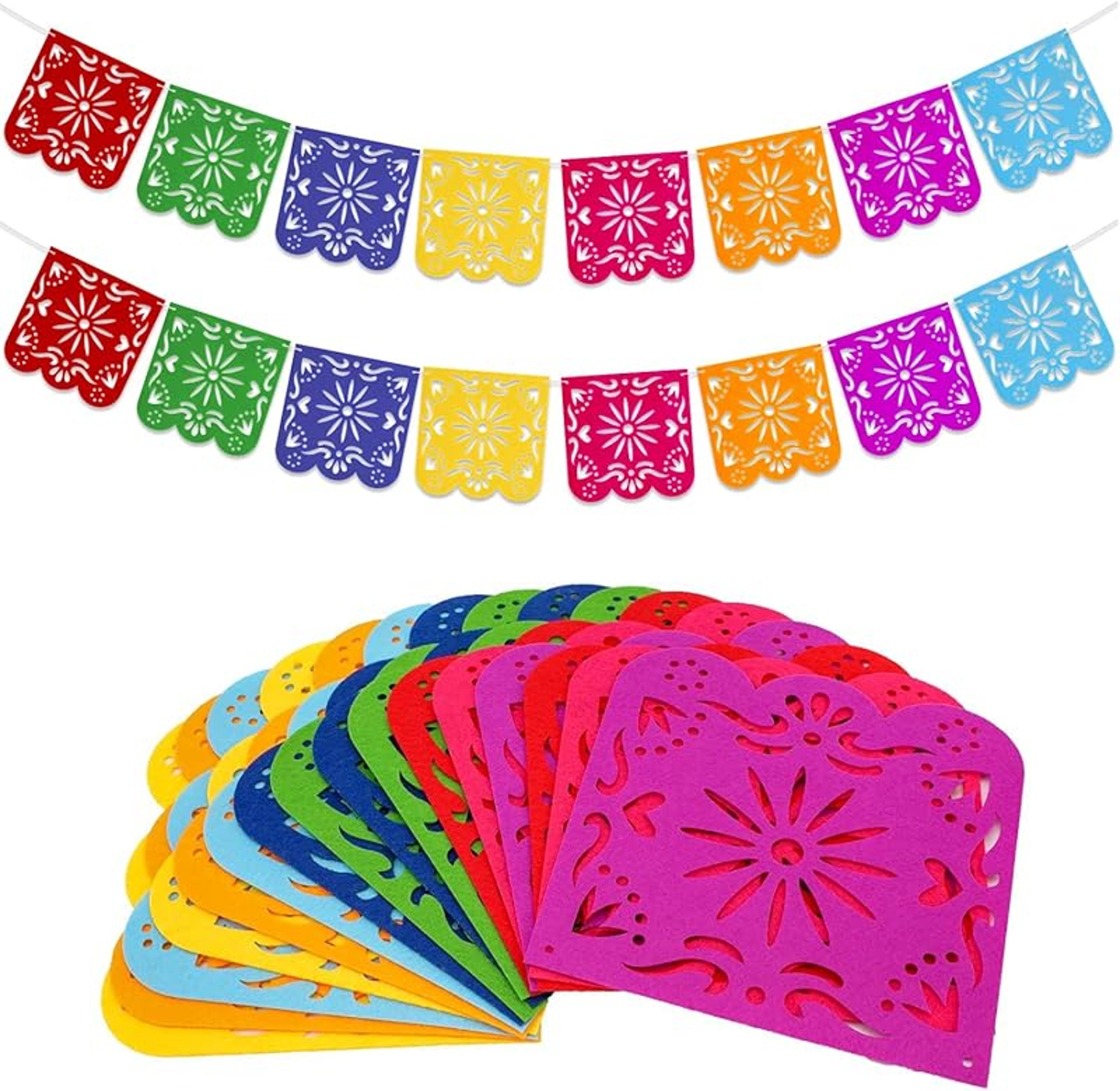 colorful de los muertos papel picado felt party decoration banner