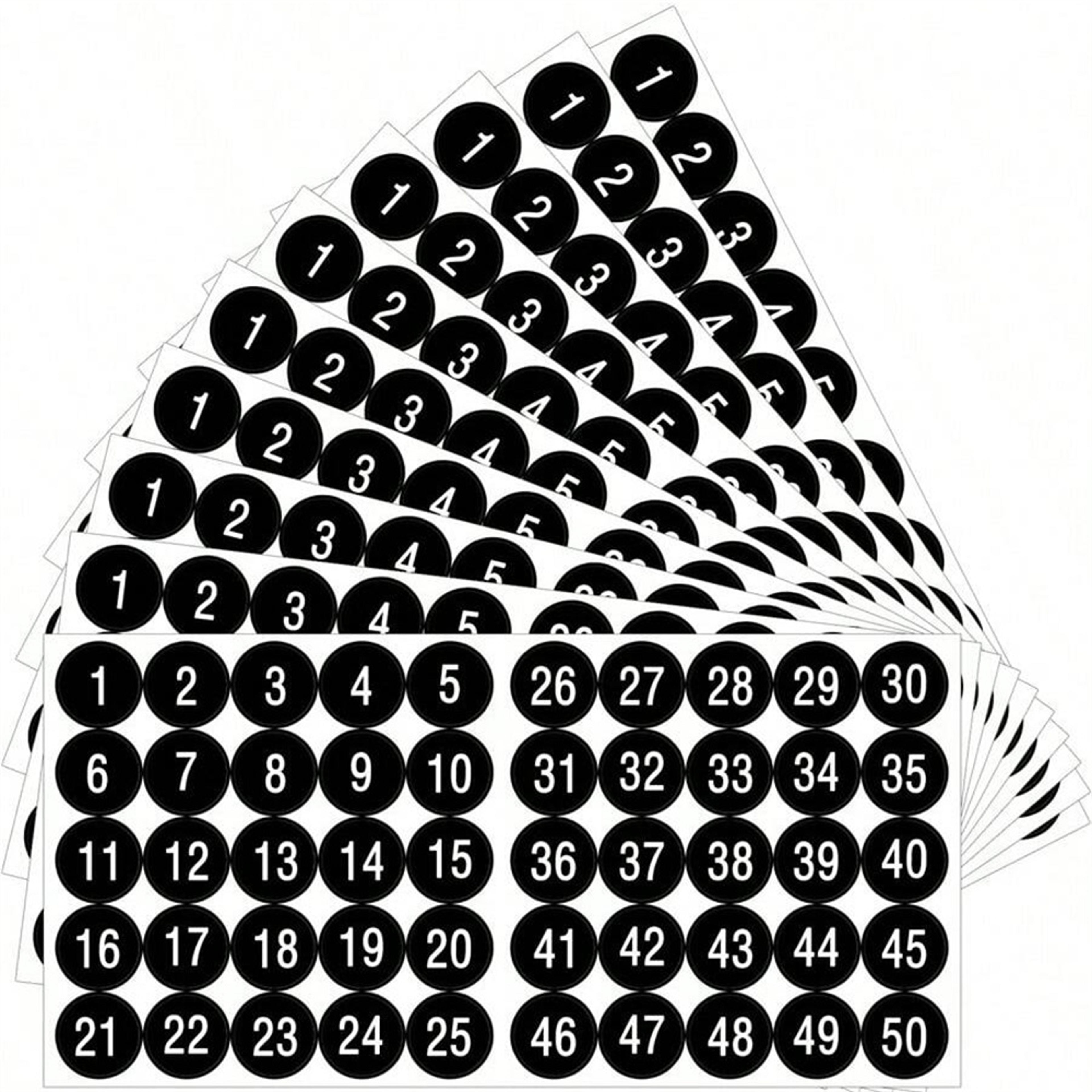 1 inch vinyl number stickers 1 to 50 waterproof self-adhesive decals 3 sheets
