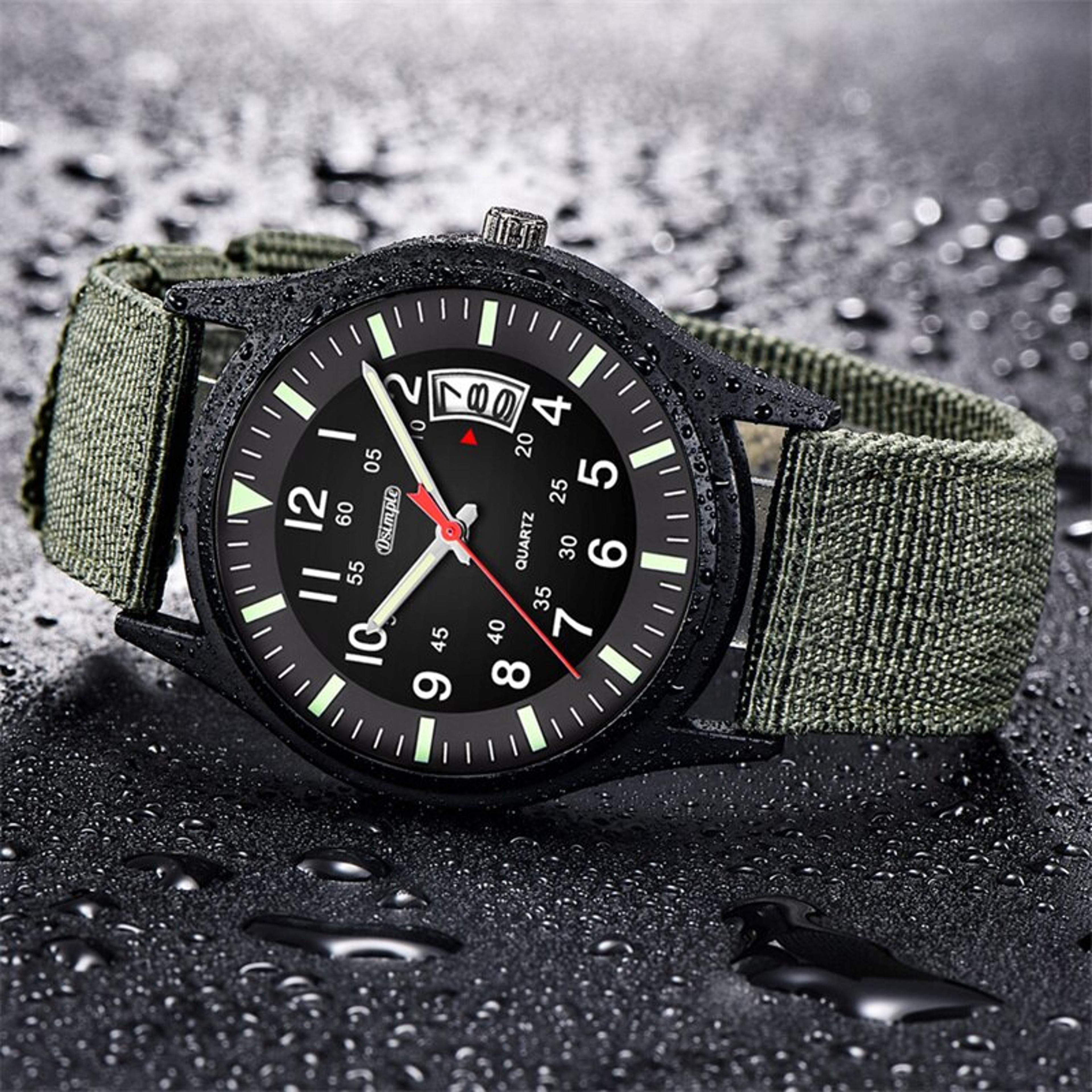 Mens Military Style Quartz Watch With Nylon Strap And Date Display 4