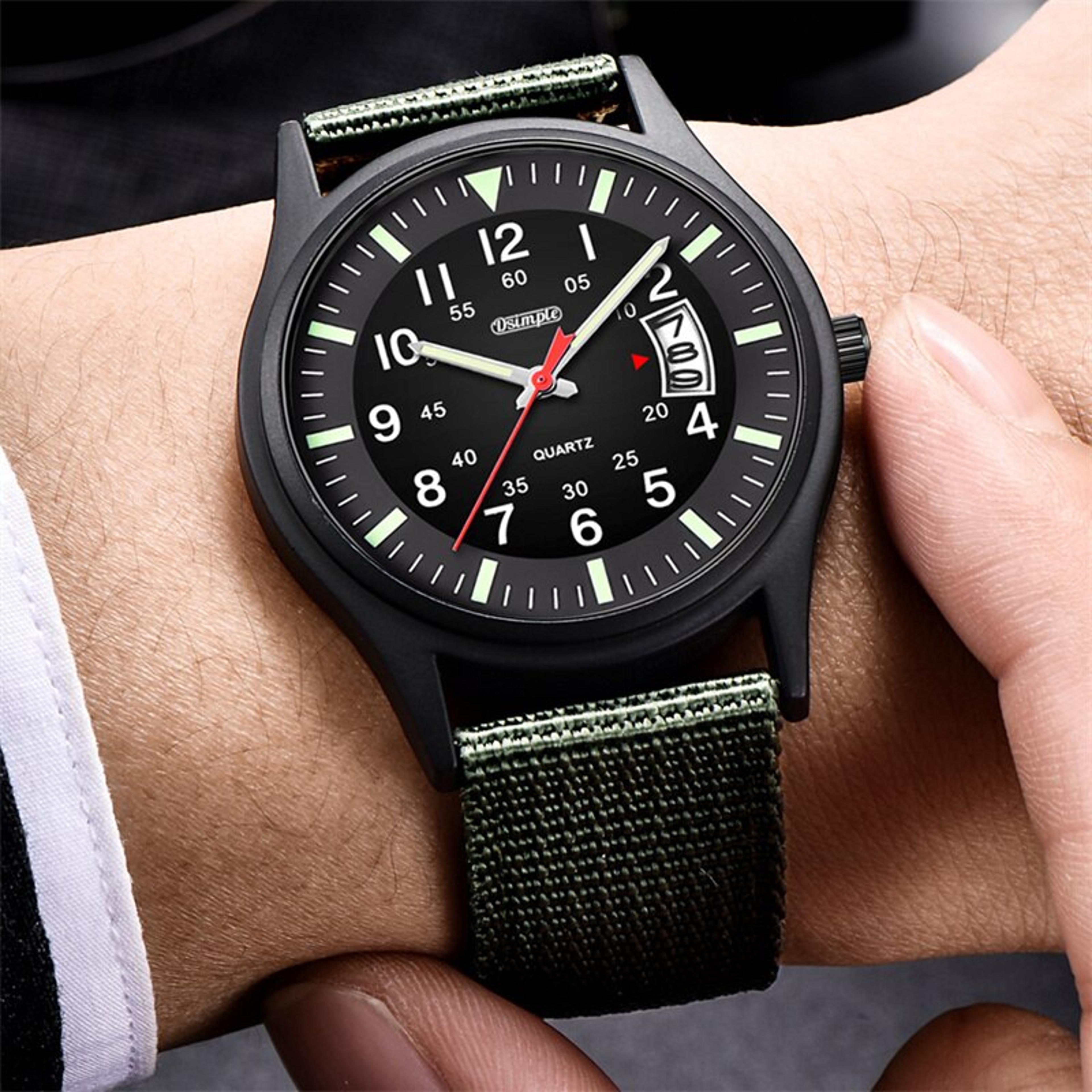 Mens Military Style Quartz Watch With Nylon Strap And Date Display 5