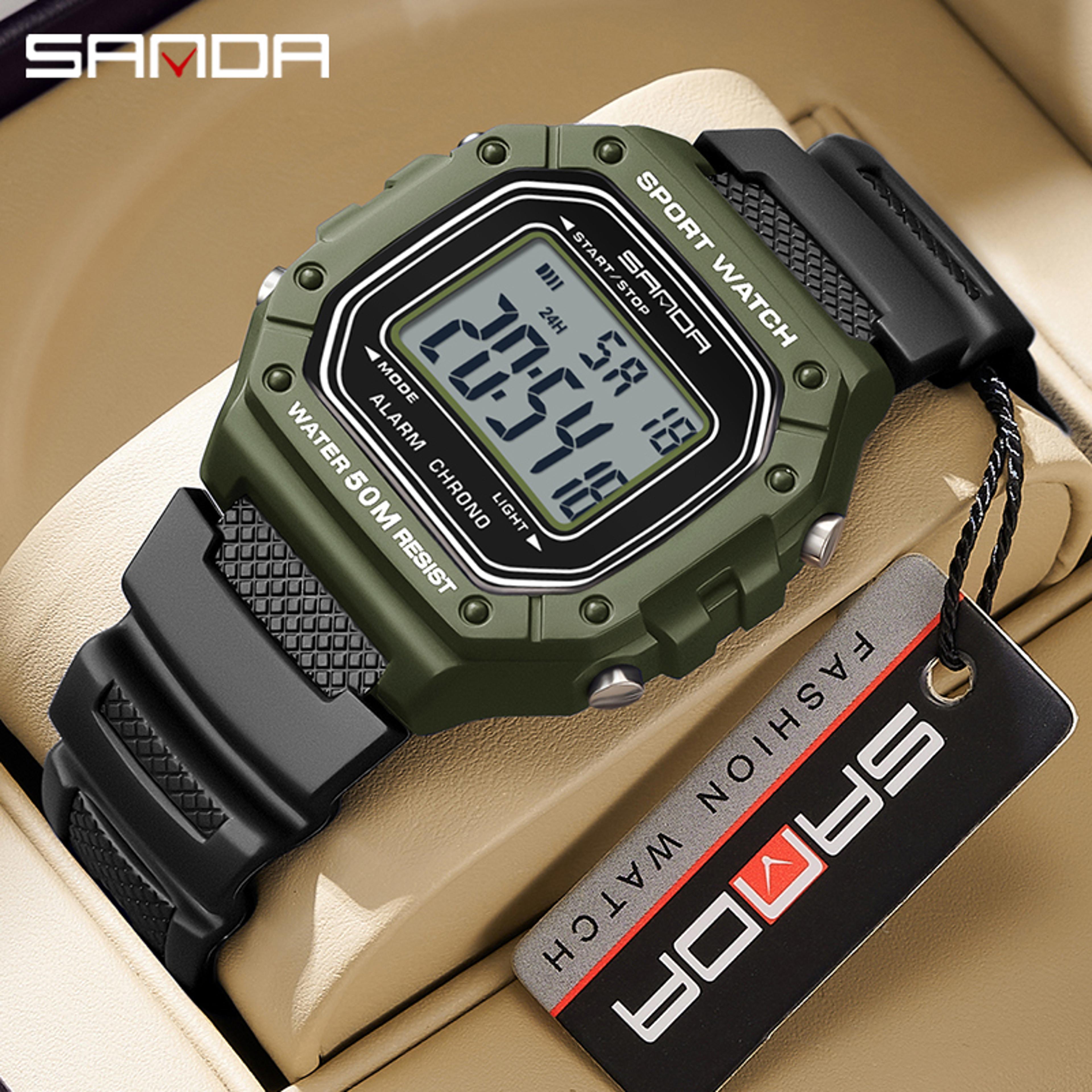 men's military digital sports watch with led backlight and stopwatch