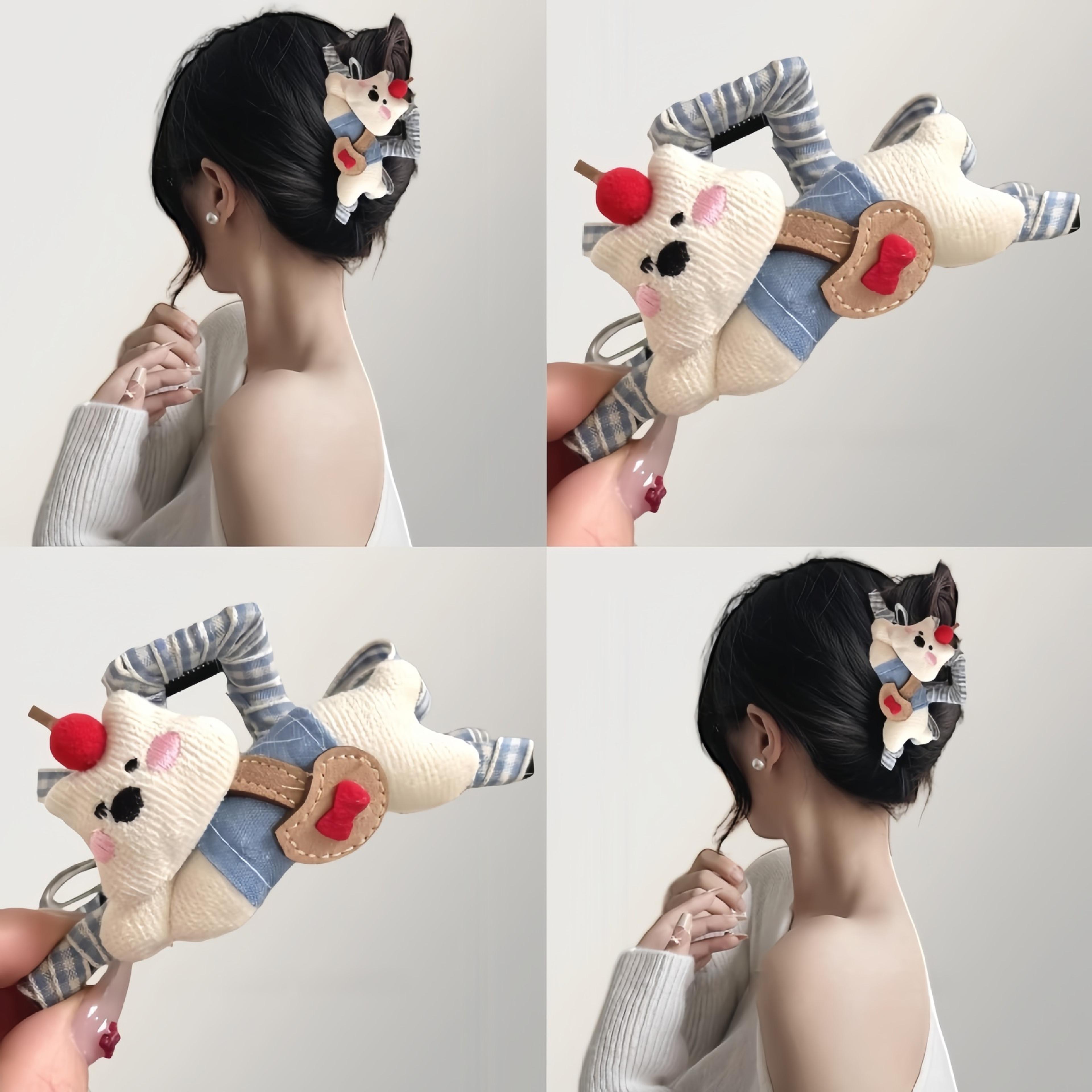 cute cartoon dog bow hair claw clip for women
