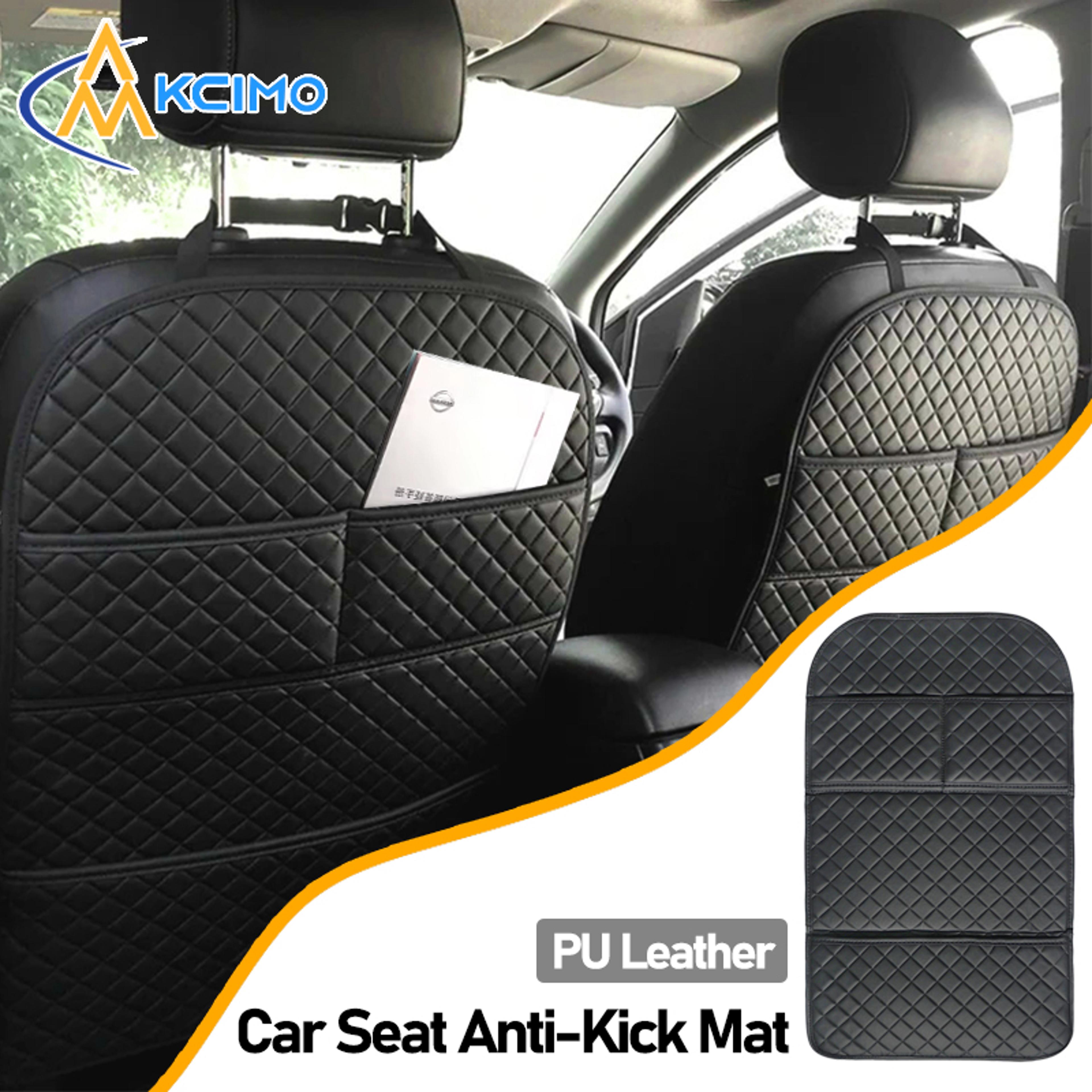 waterproof pu leather car seat back protector with anti-kick mat