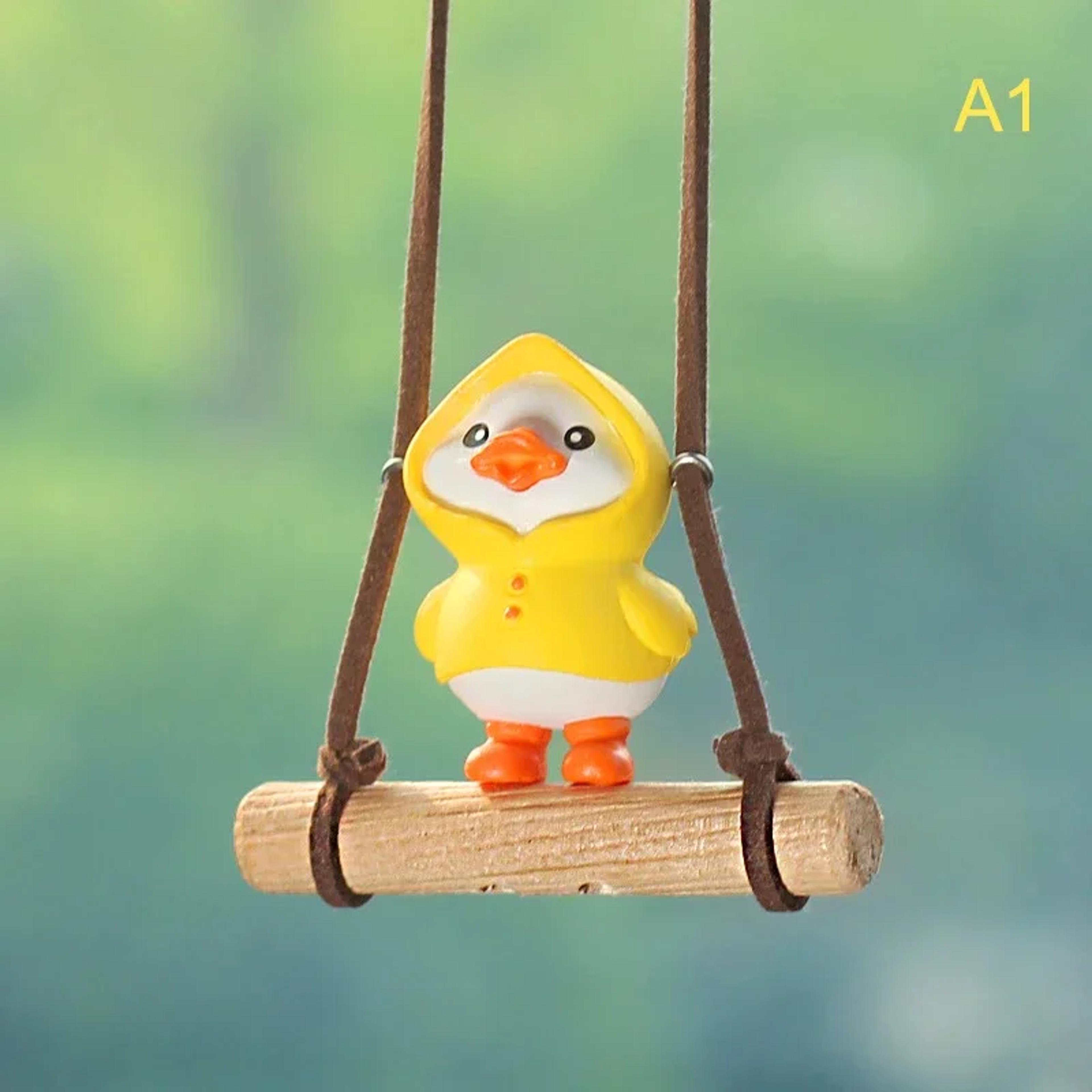 Swinging Duck Car Rearview Mirror Pendant Cute Cartoon Resin Hanging Ornament 8