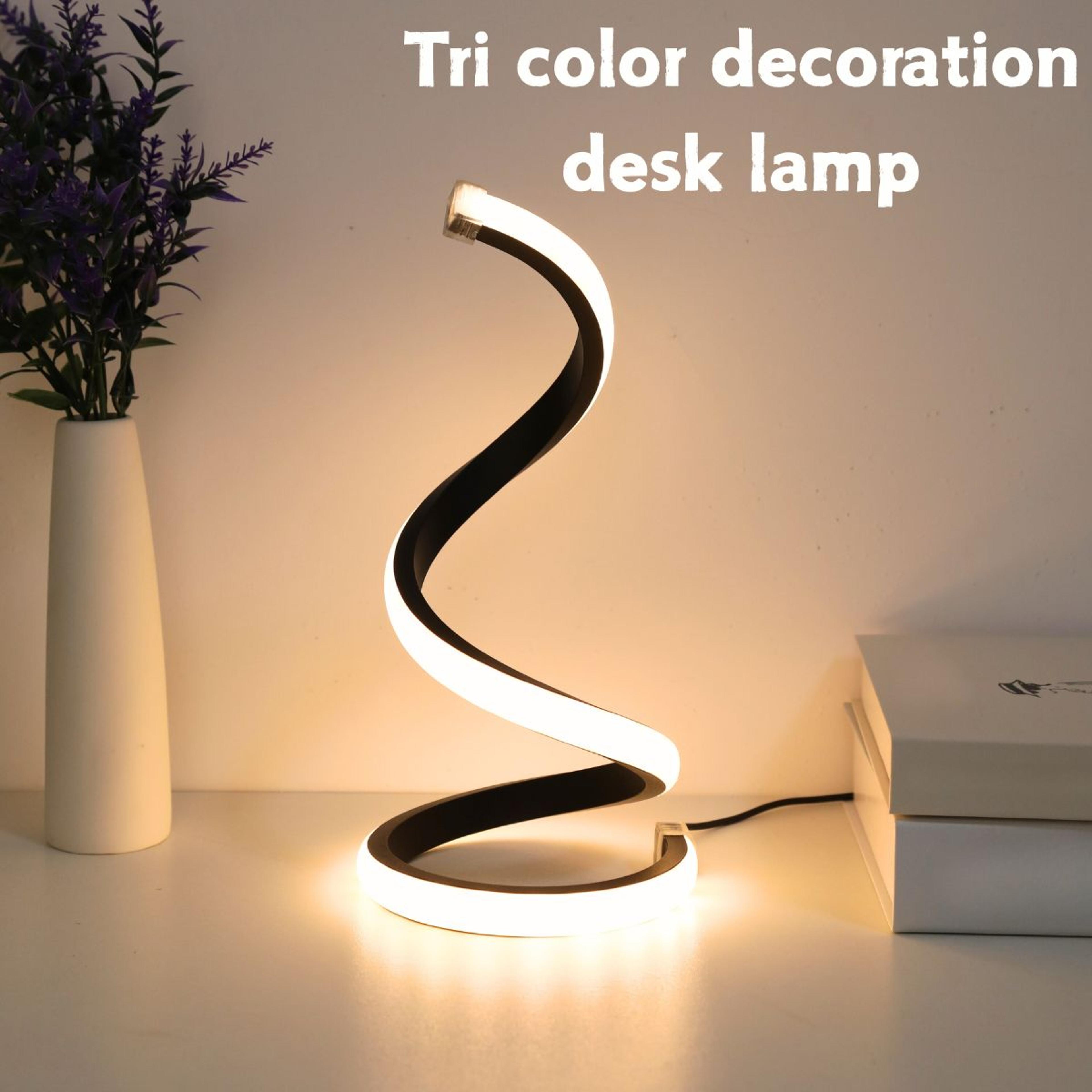 led spiral desk lamp with 3 color dimming and usb power