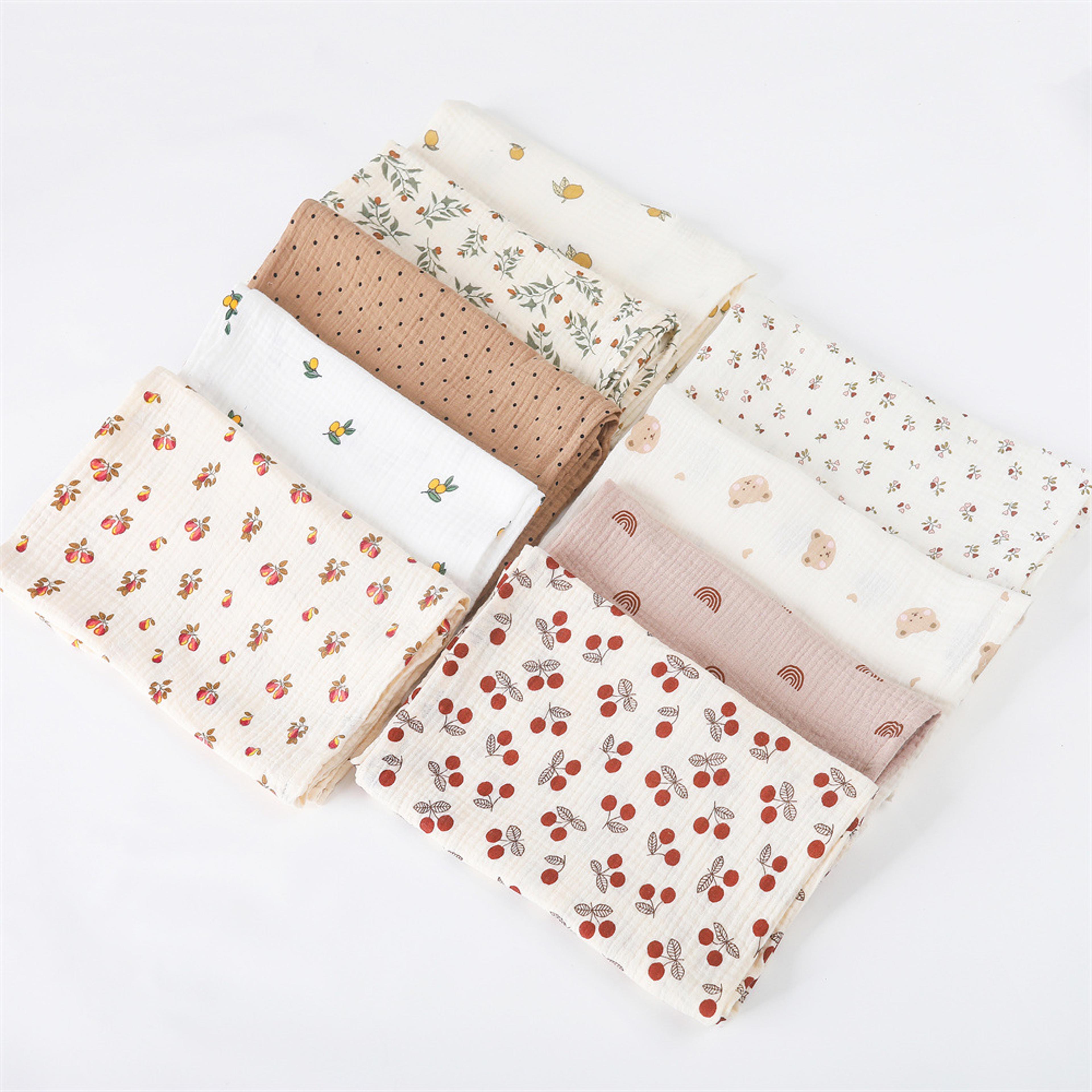 cotton muslin baby swaddle blanket with floral print