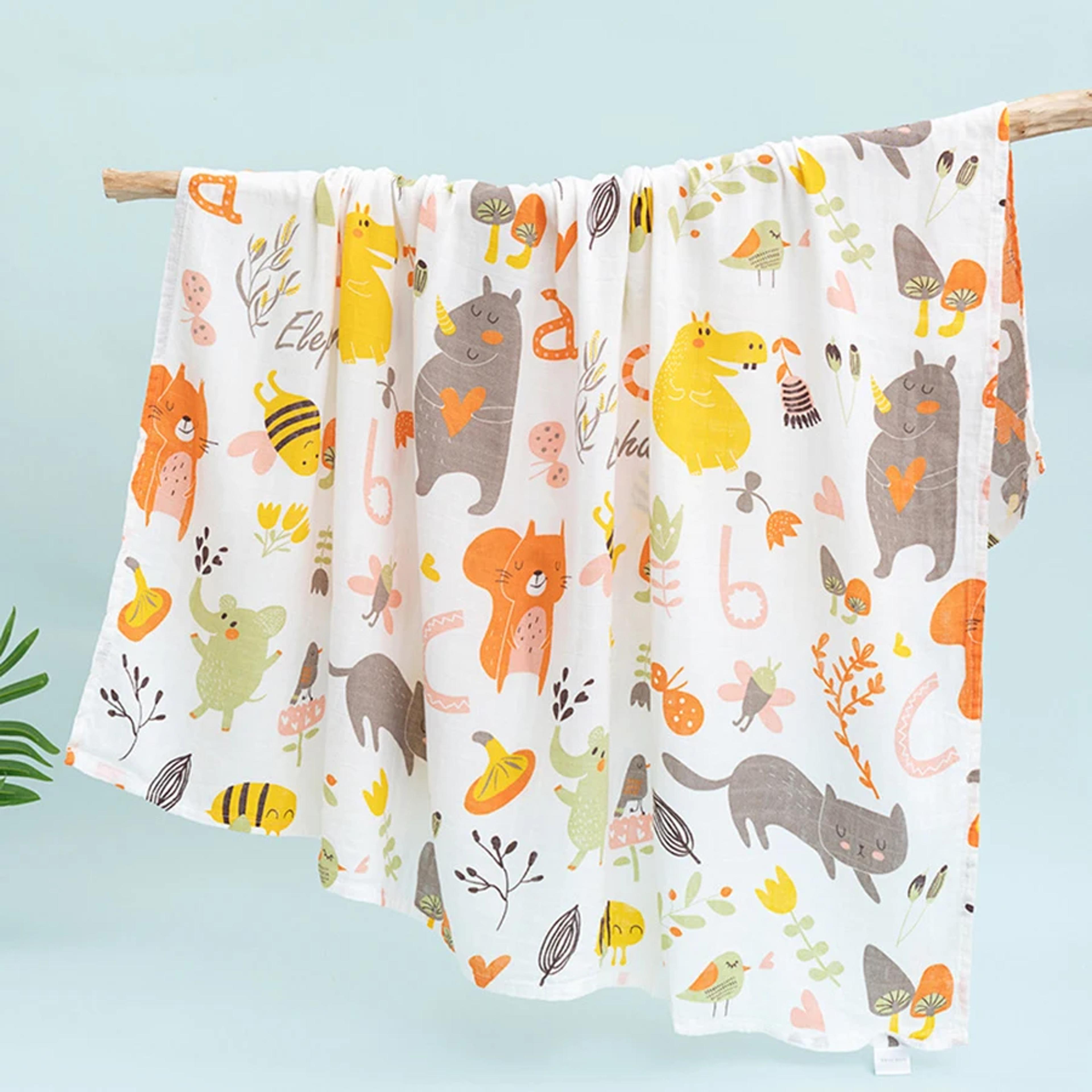 layer cotton muslin baby swaddle blanket soft summer stroller cover