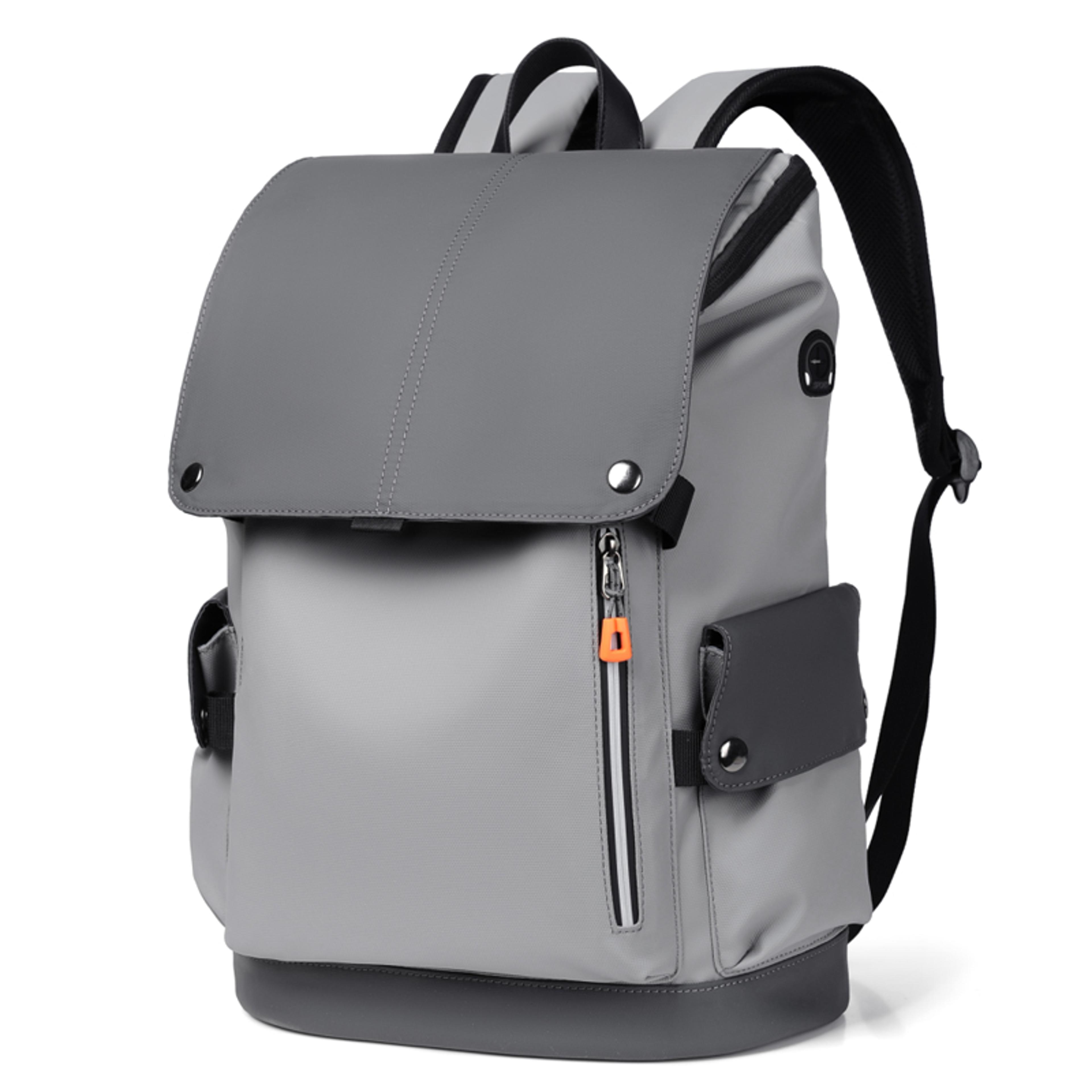 men's waterproof pu leather laptop backpack with usb charging