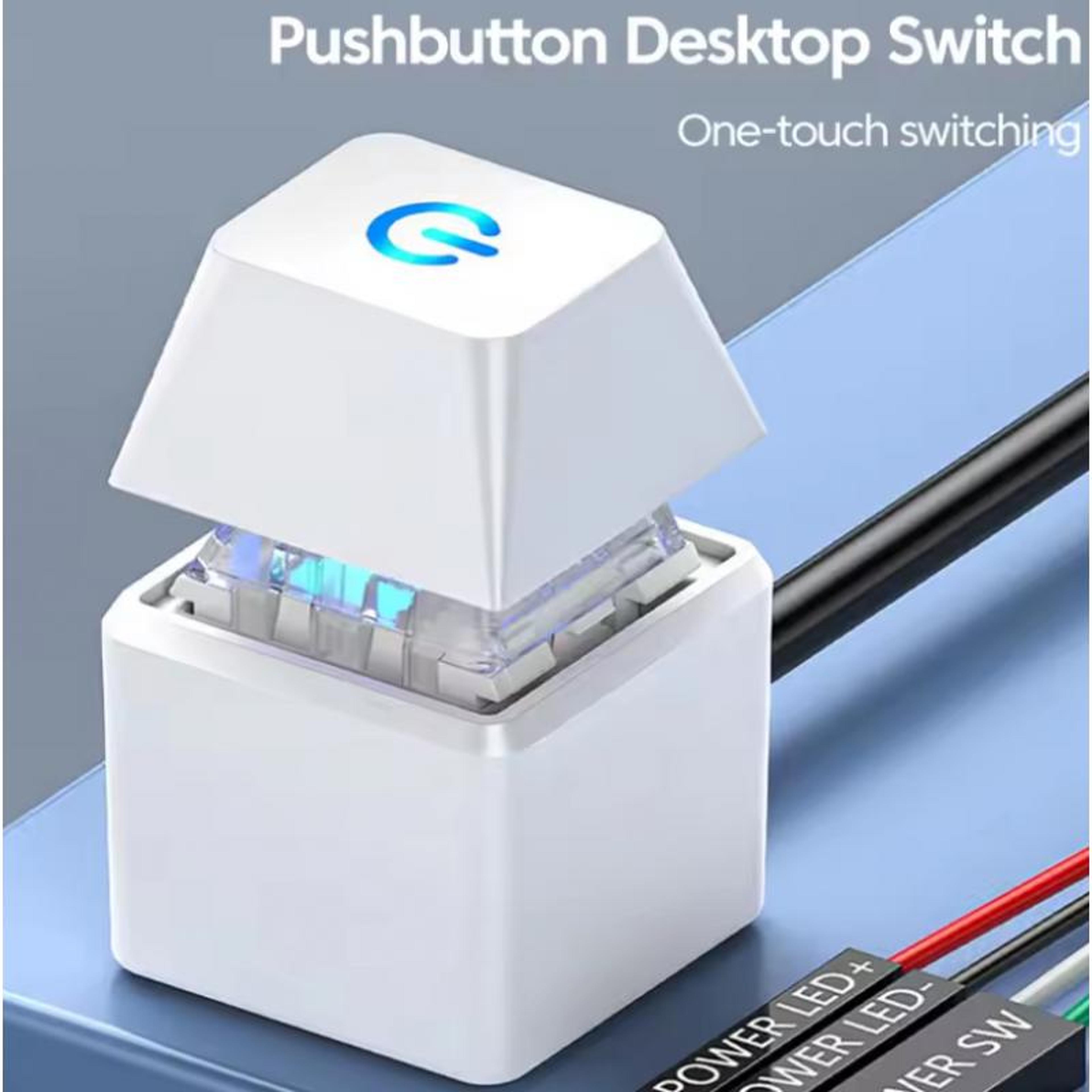 desktop pc external power switch with blue led light and 5.9 ft extension cable