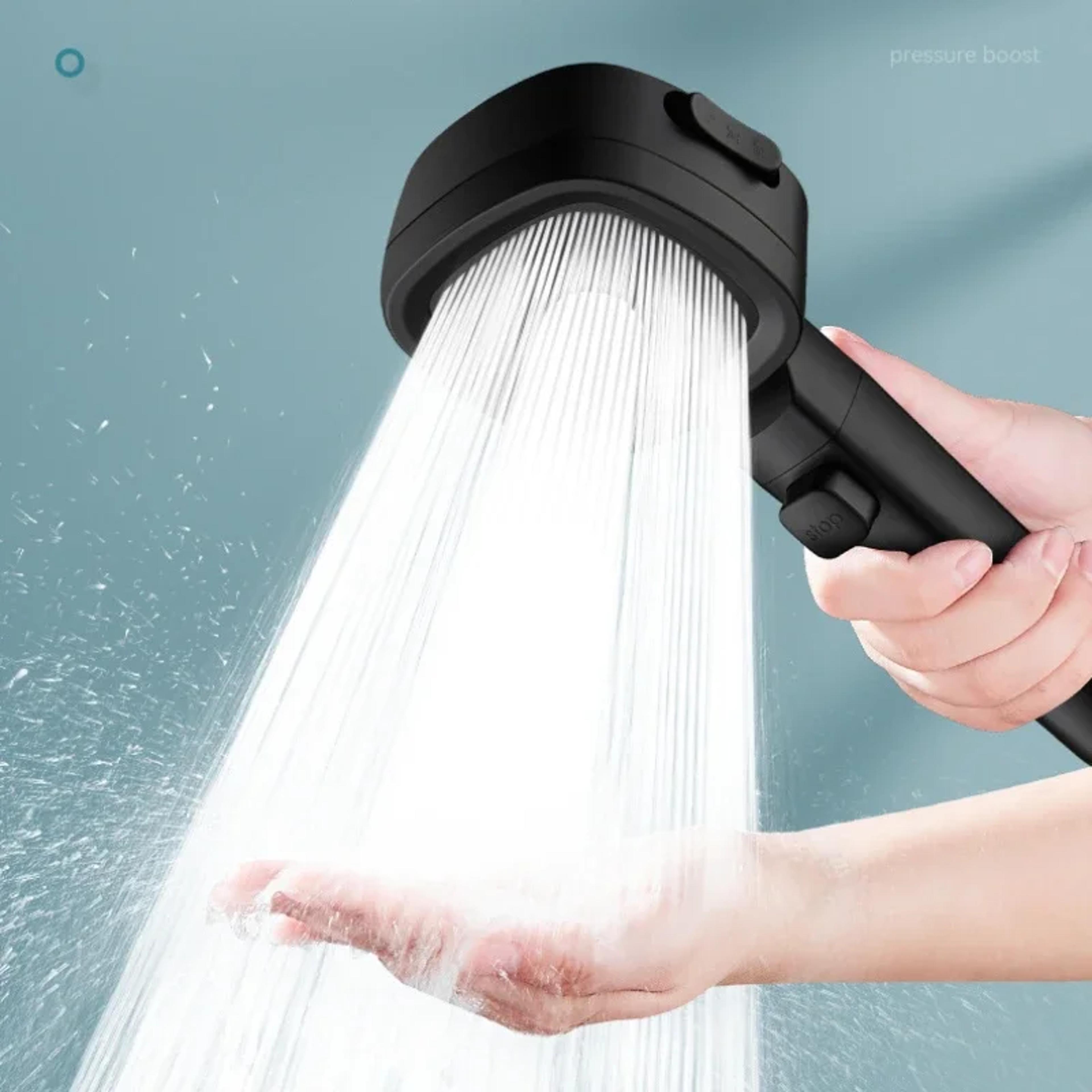 high pressure handheld shower head with spray modes and one touch water stop