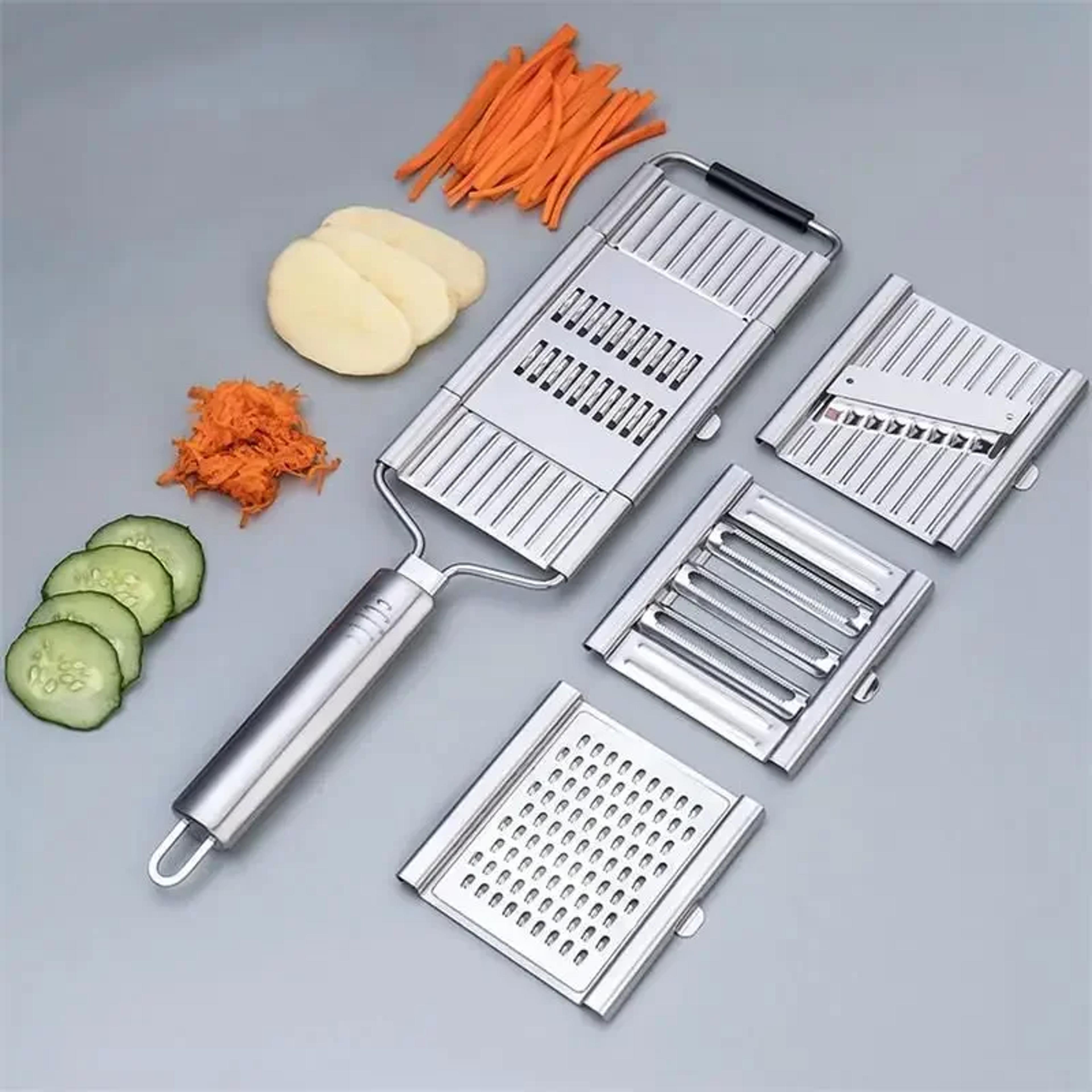 vegetable slicer with stainless steel blades manual grater and shredder