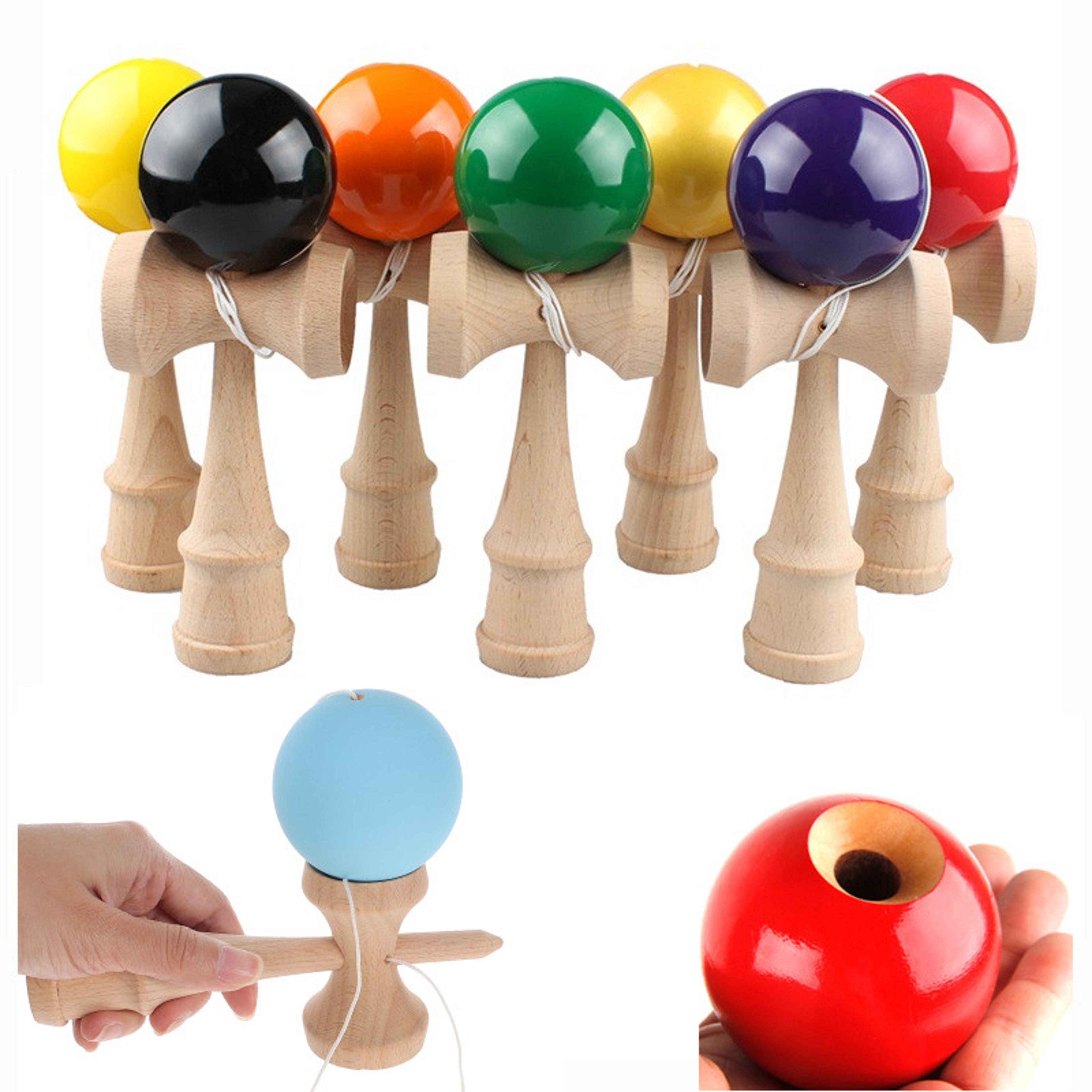 wooden handle ball toy for hand-eye coordination and outdoor juggling practice