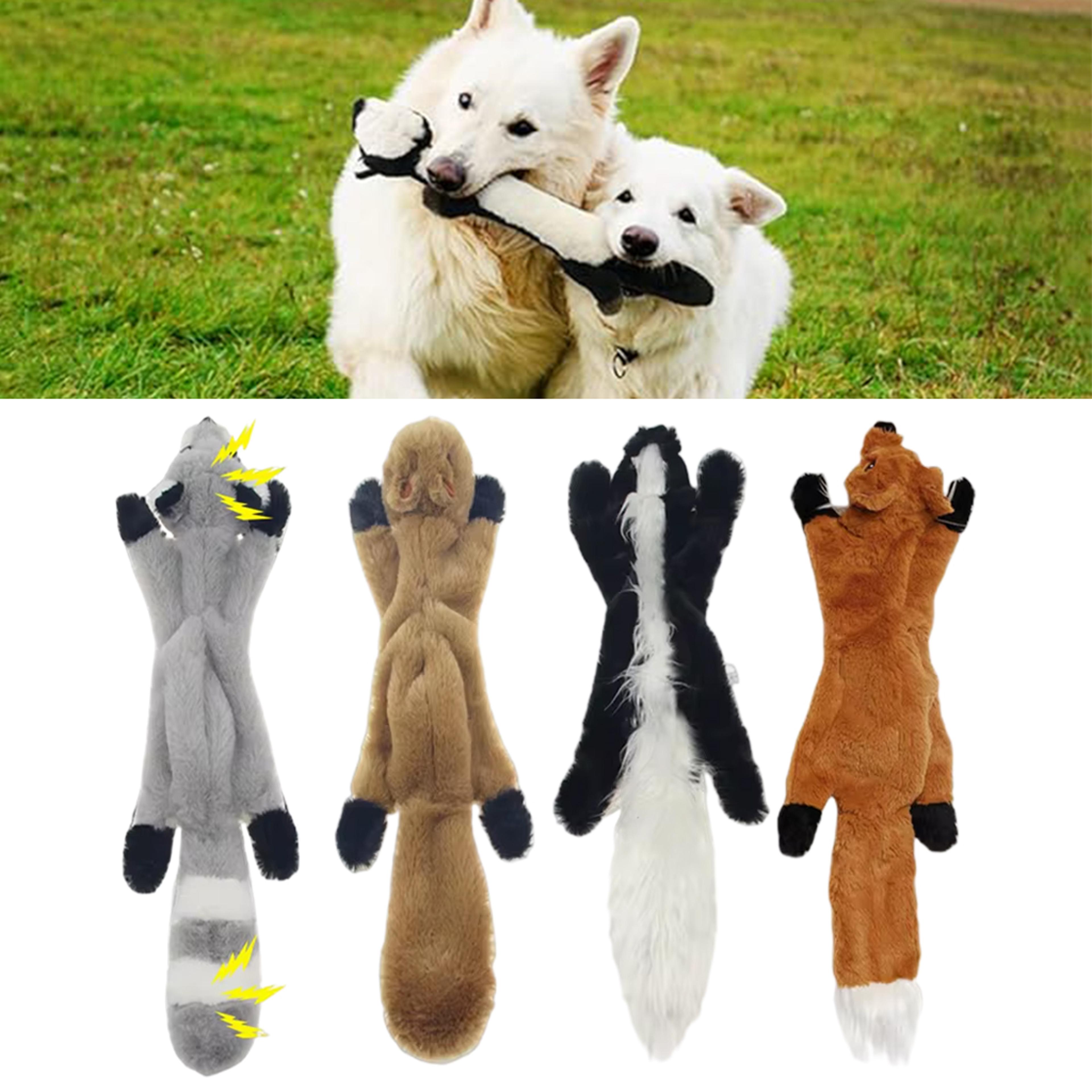 no stuffing plush dog squeaky toy with animal design and crinkle texture