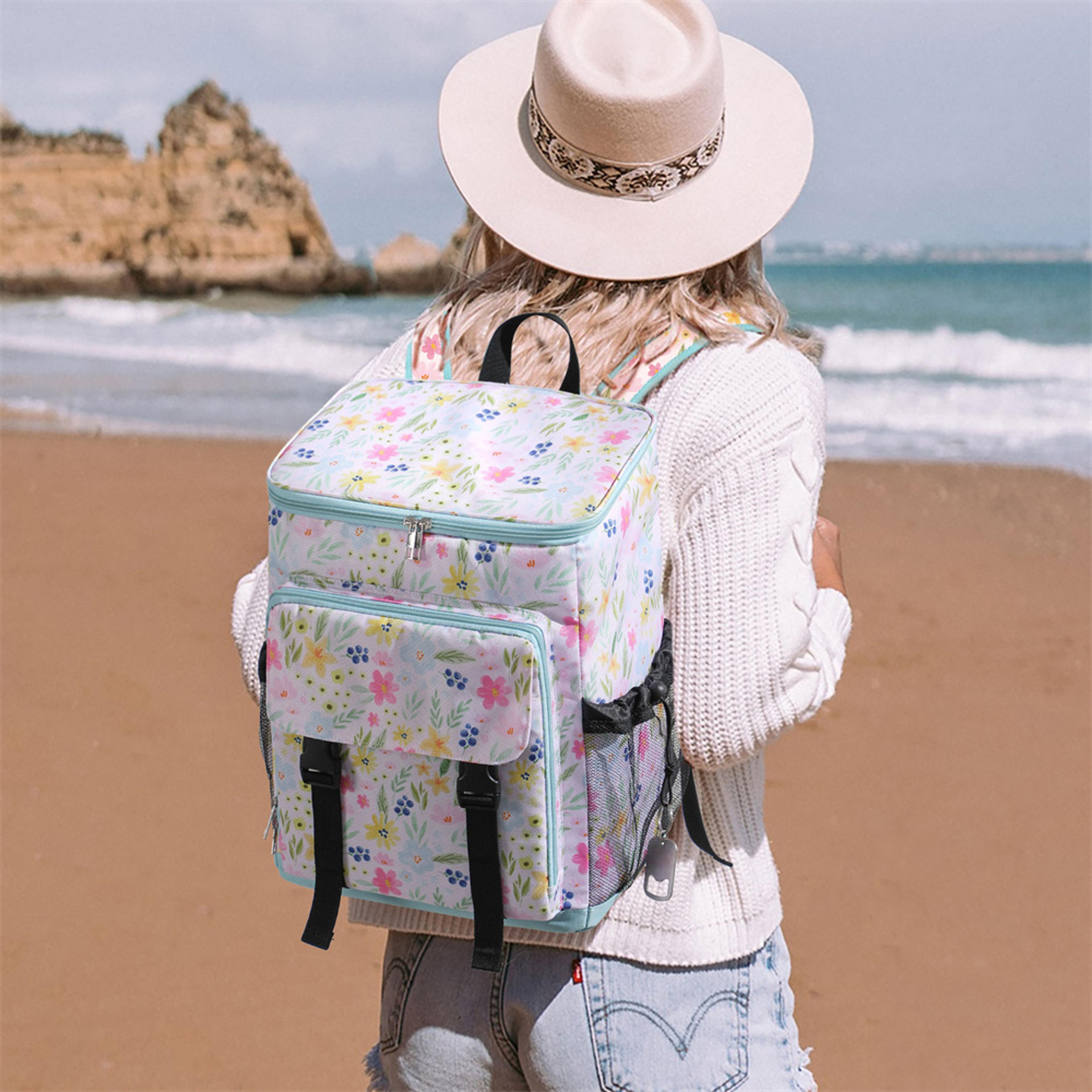 leopard print insulated cooler backpack waterproof oxford beach cooler bag