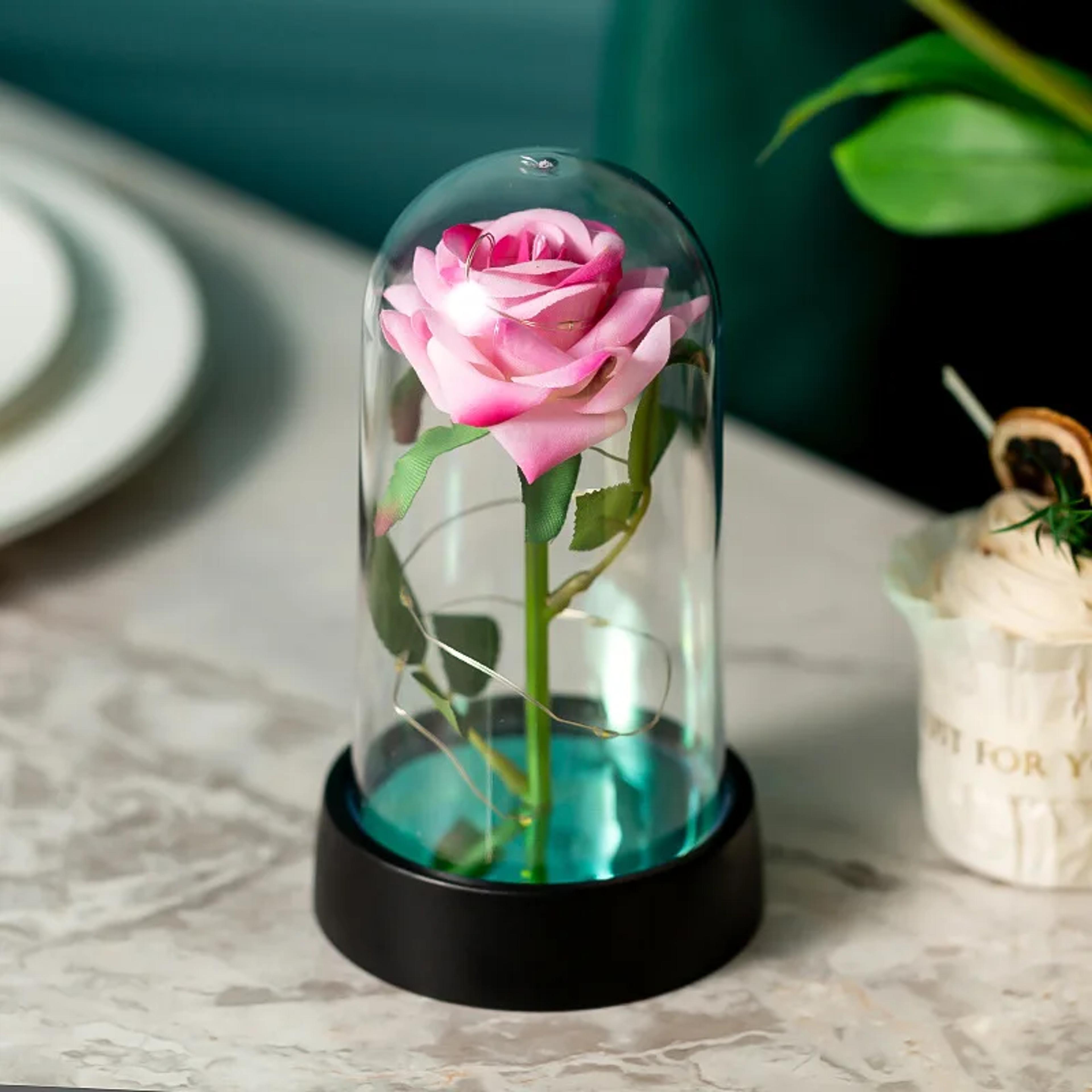 Eternal Rose Flower With Colorful BuiltIn Lights For Romantic Gift  Home Decor 5