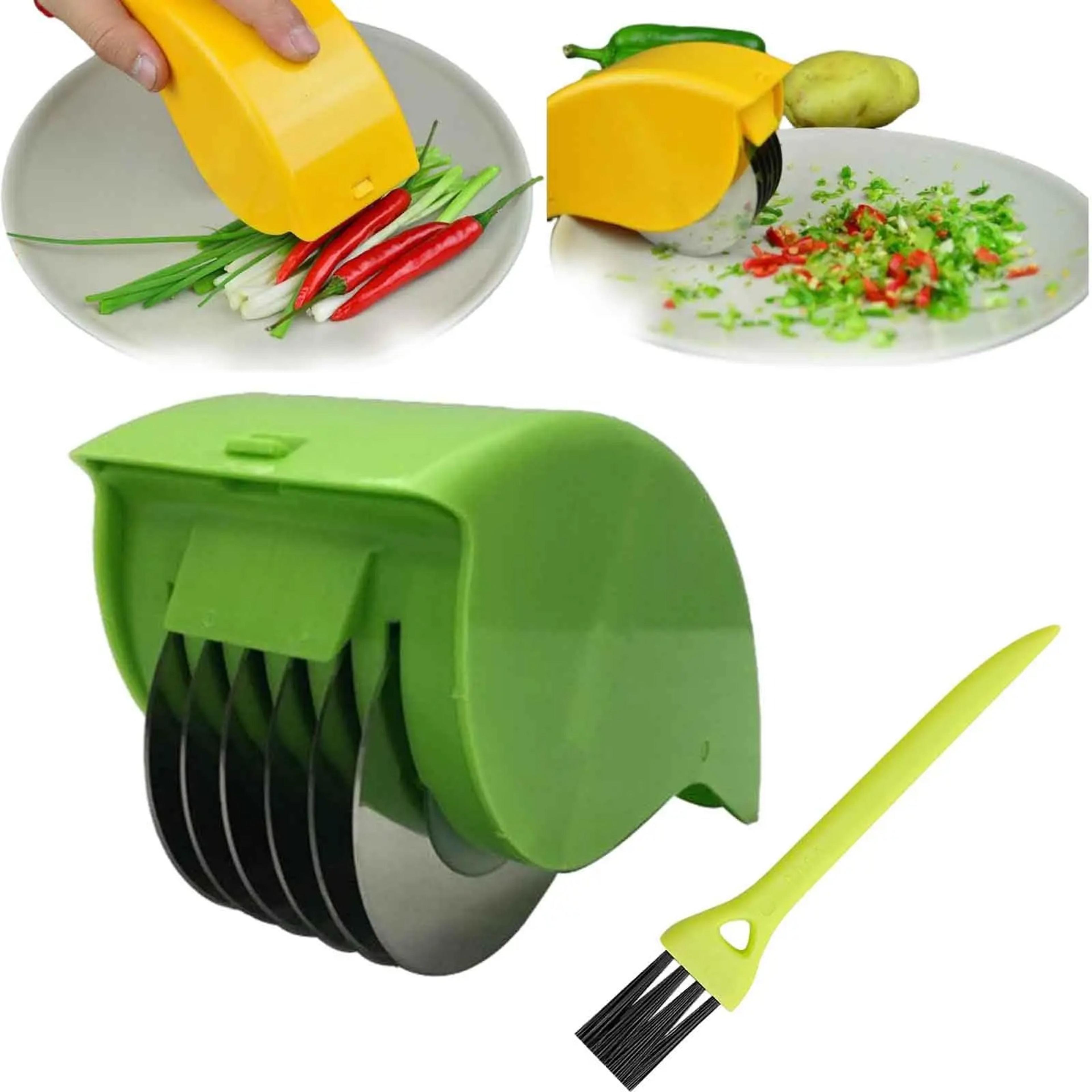 Manual Vegetable Chopper Roller With 6 Blades For Scallions And Herbs 6