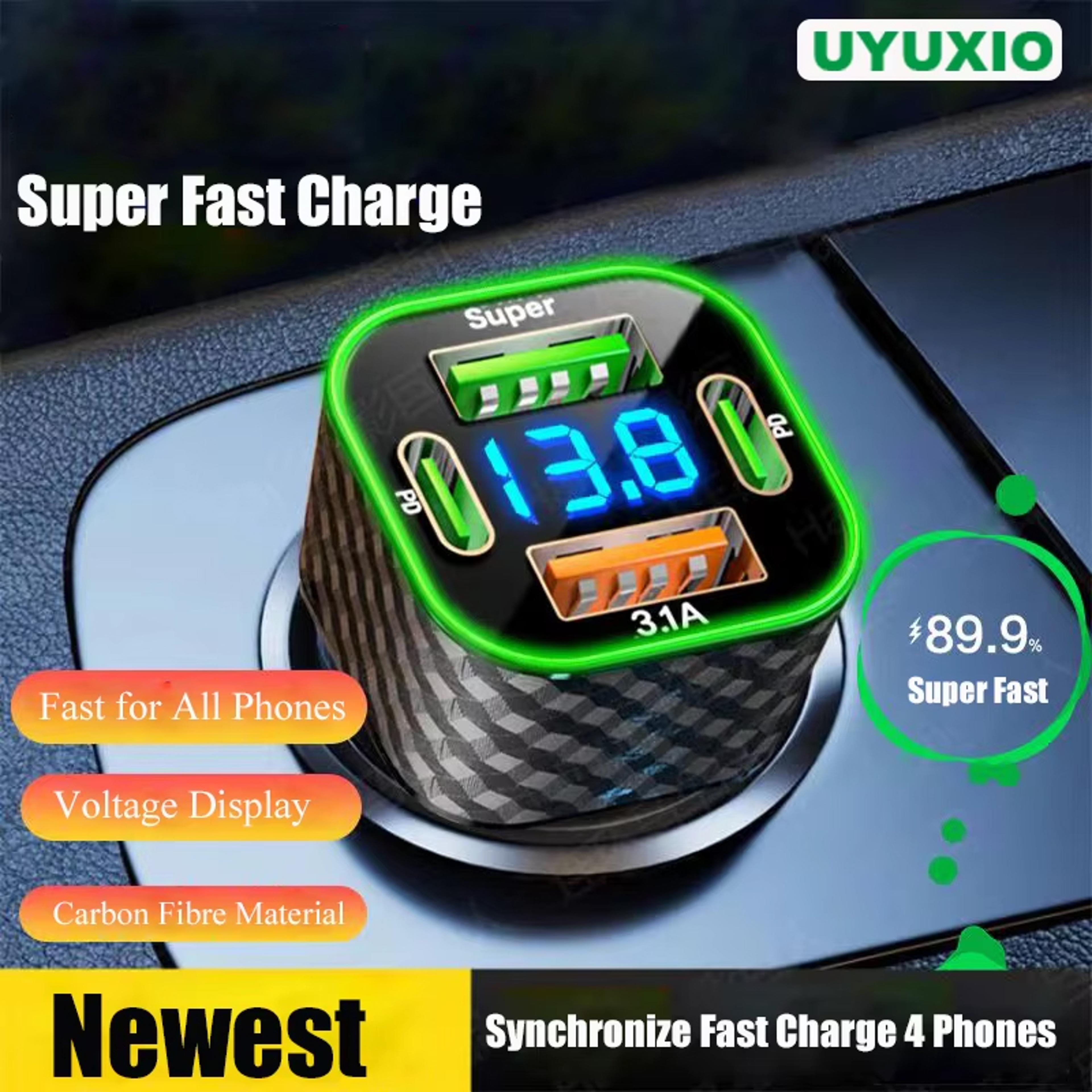 usb c car phone charger with dual pd ports and fast charging support