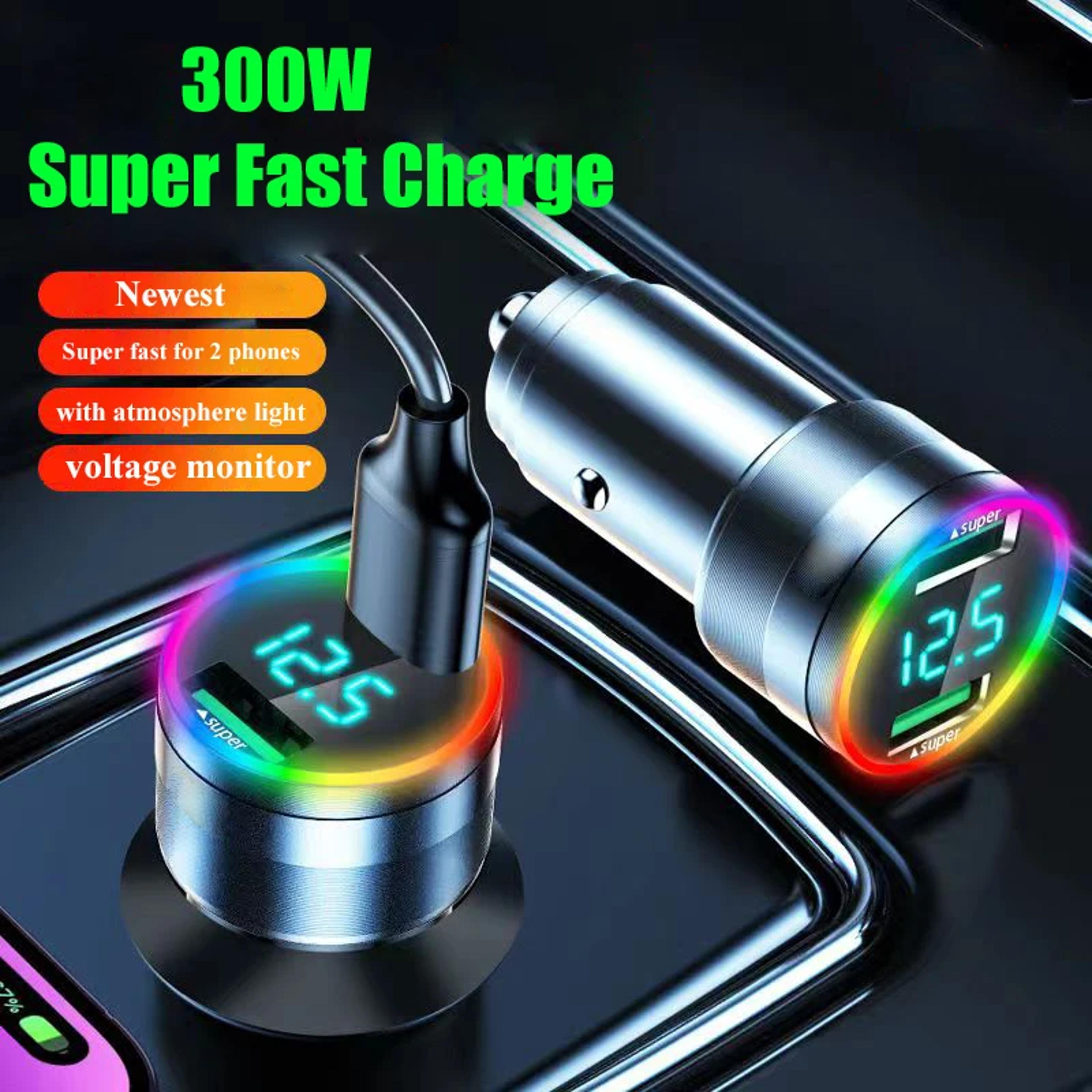 dual port usb-c car charger with usb fast charging