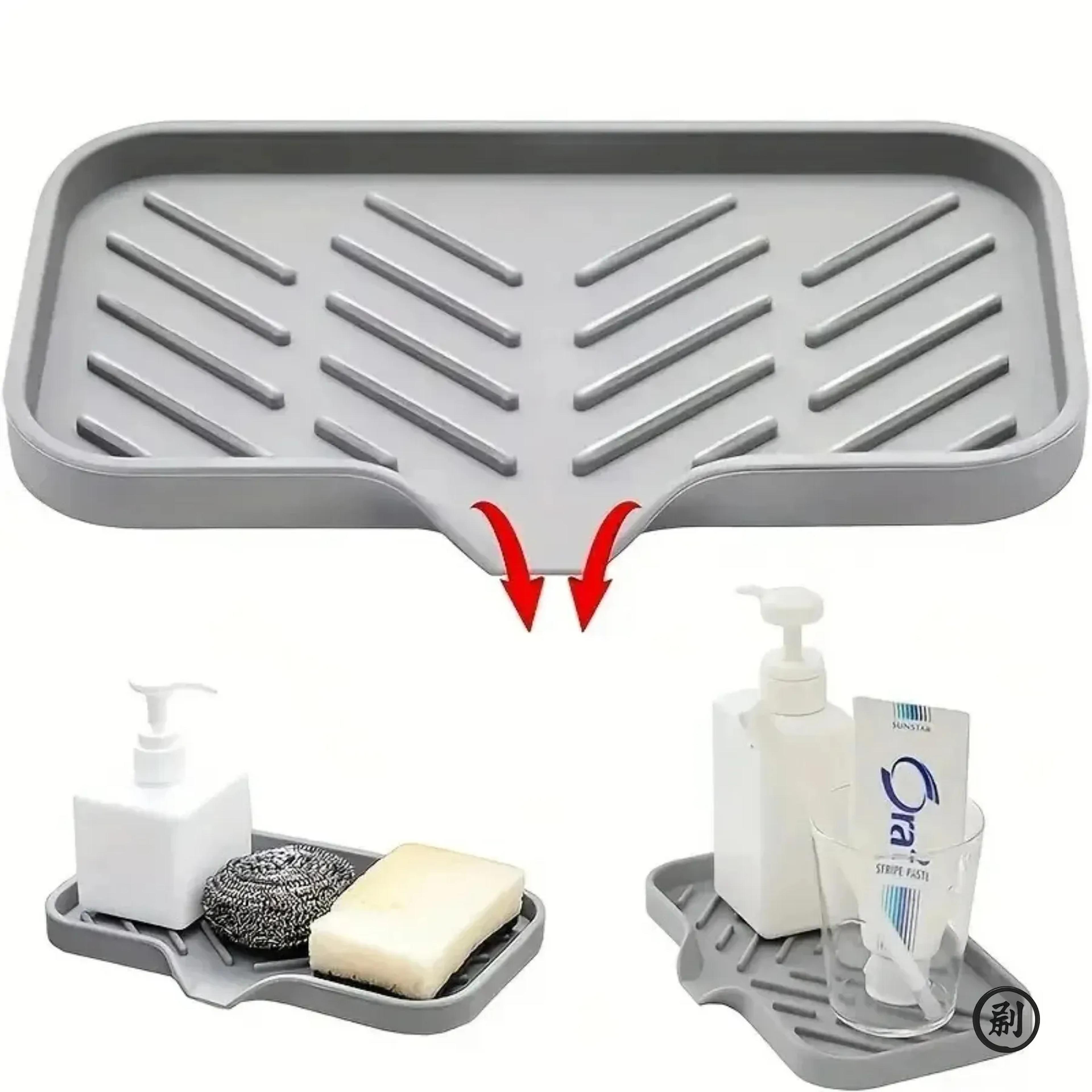 Silicone Sink Tray With Drain For Soap Sponge And Brush Storage 3
