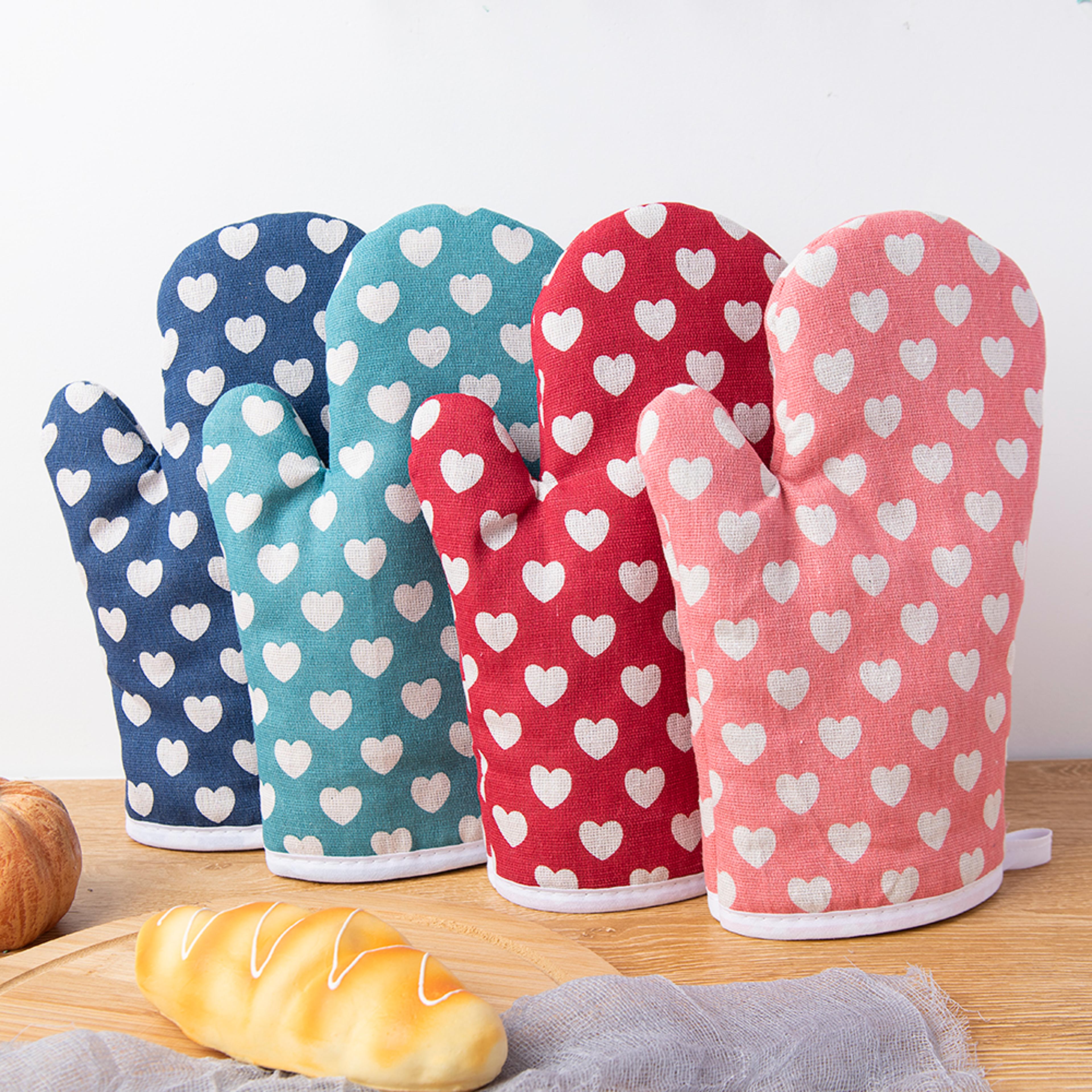 Heat Resistant Oven Mitt Gray Canvas Kitchen Glove For Baking And Cooking 1