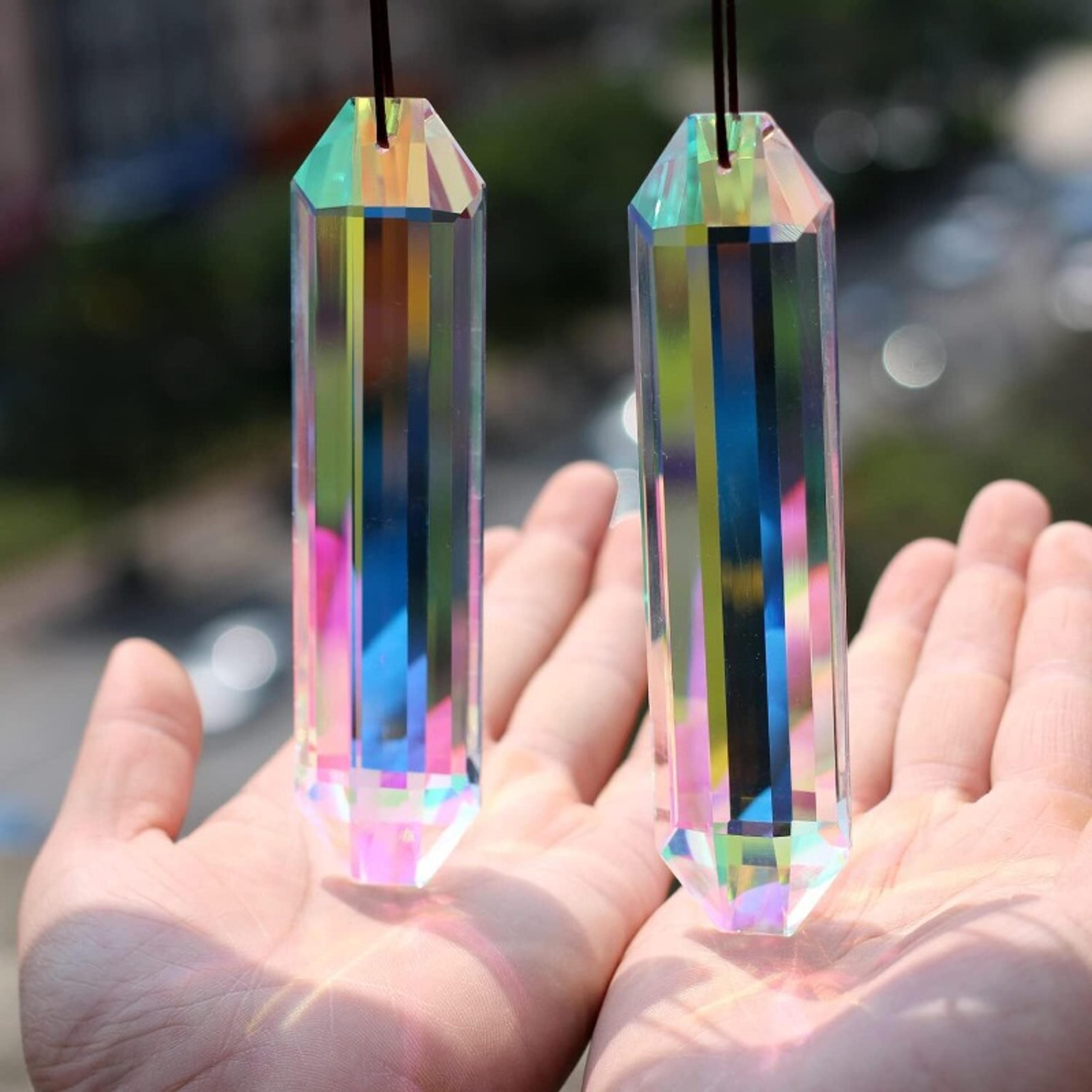 diamond shaped crystal glass sun catcher pendant for holiday decorations