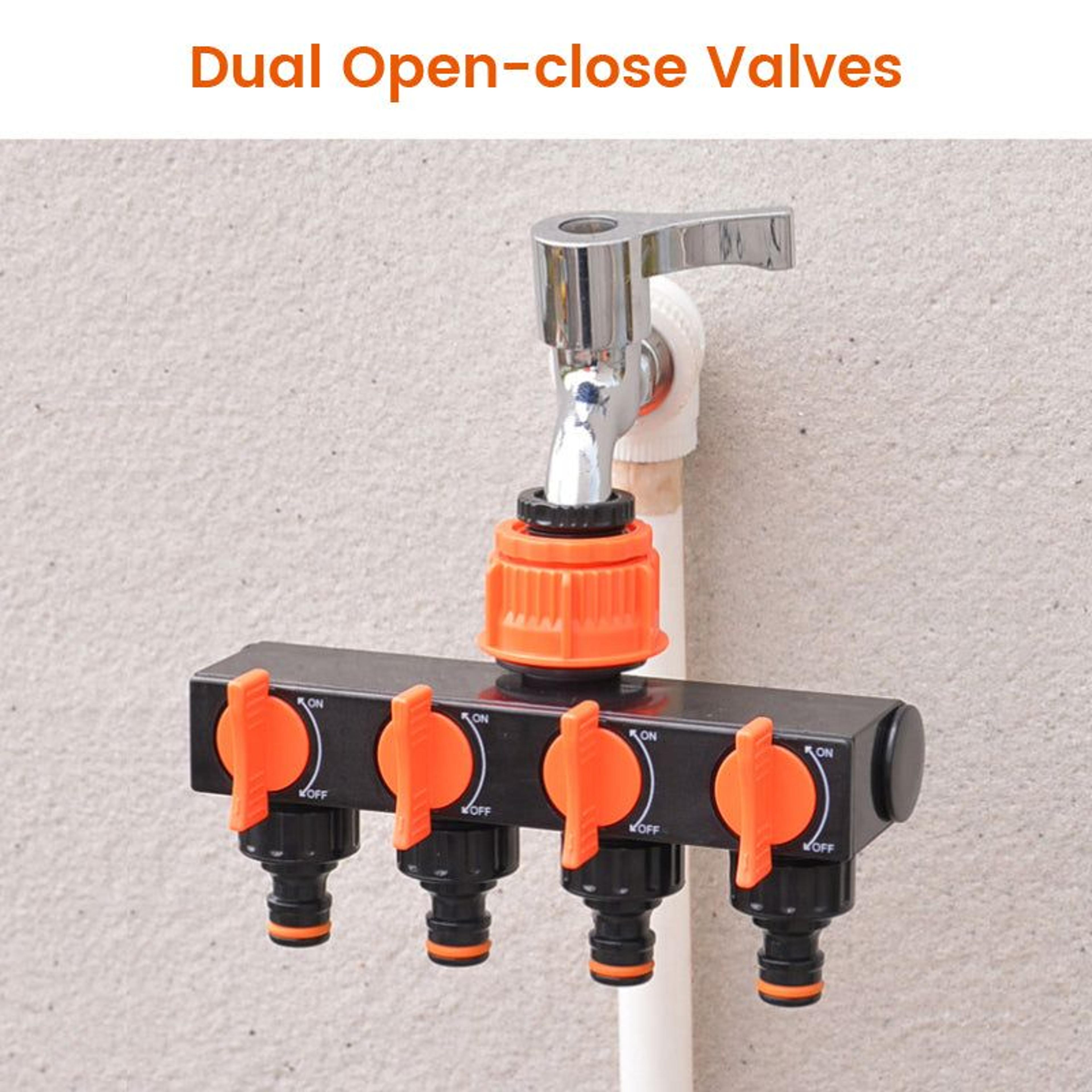 way garden hose splitter with independent flow control switches