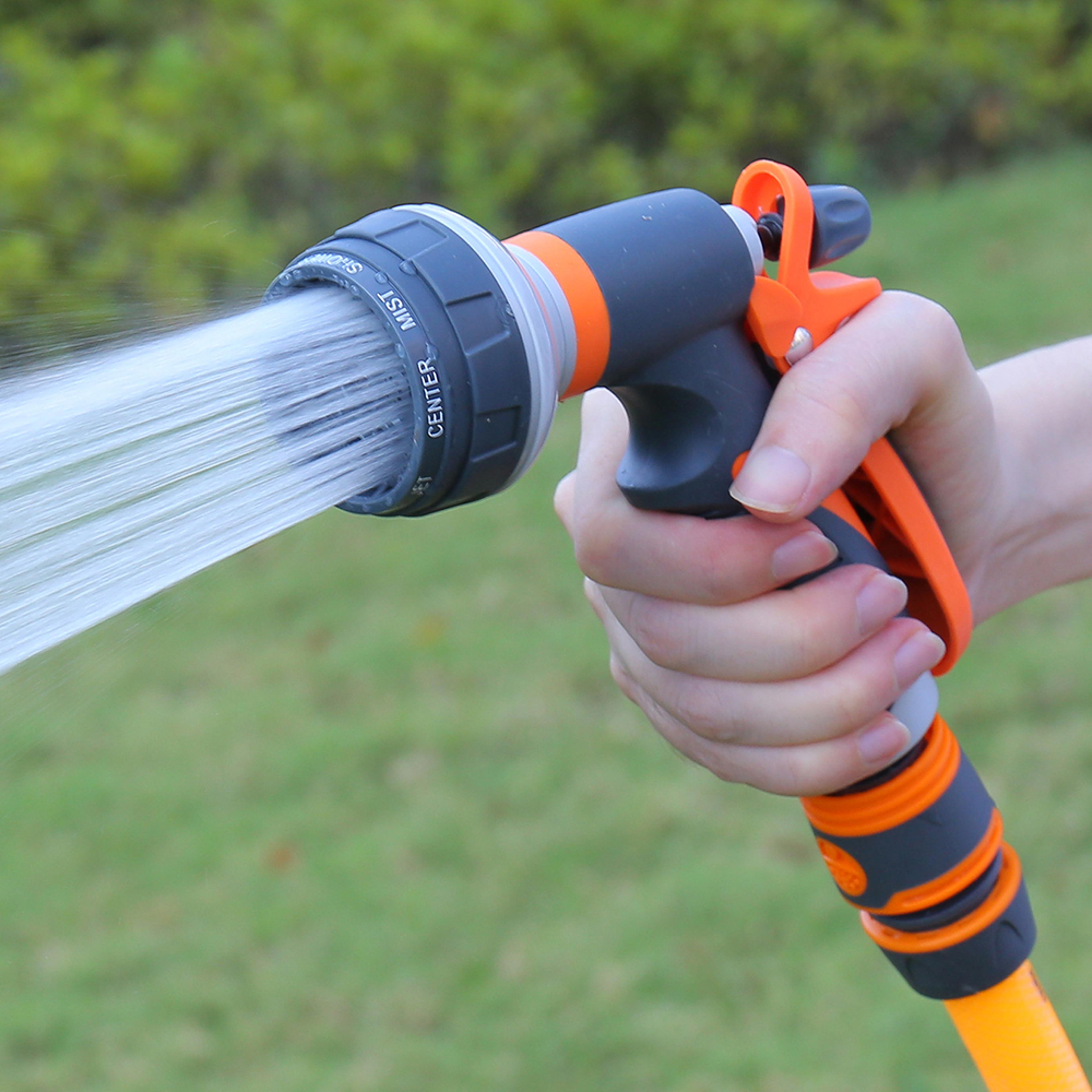 mode garden hose spray nozzle with adjustable water flow and soft grip