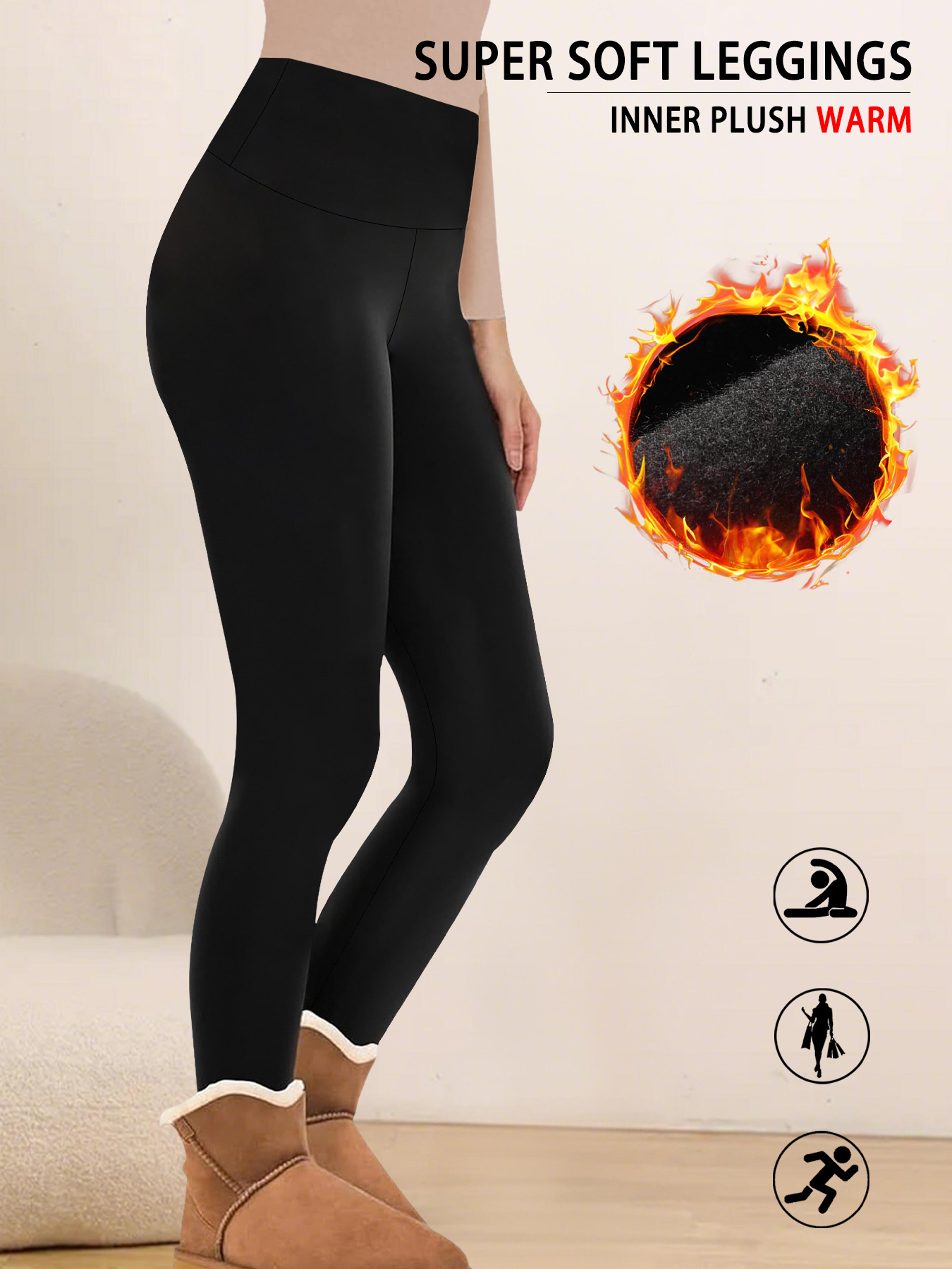 women's thermal fleece lined high waisted leggings for winter workouts