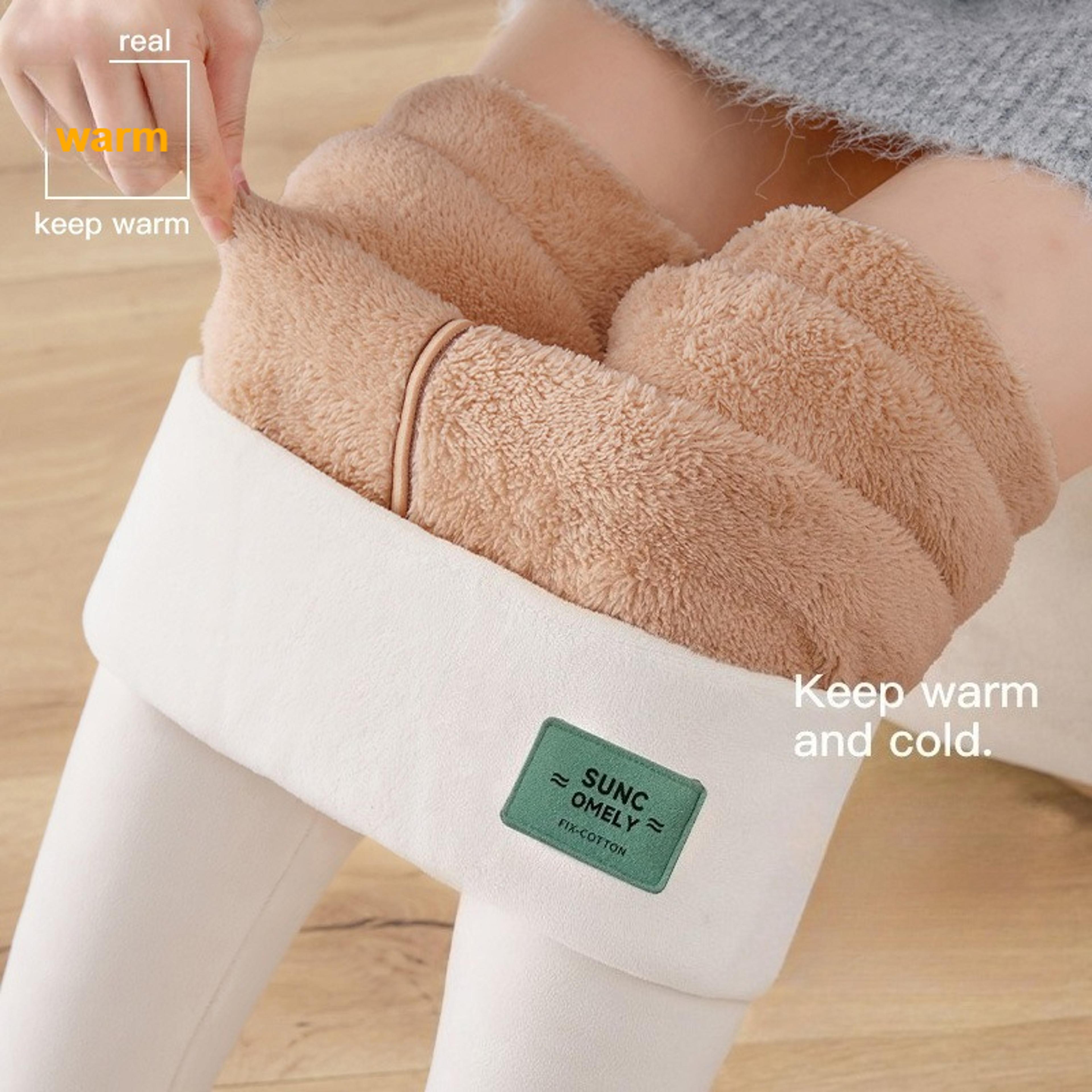 women's plus size fleece lined leggings with high waist and ribbed design