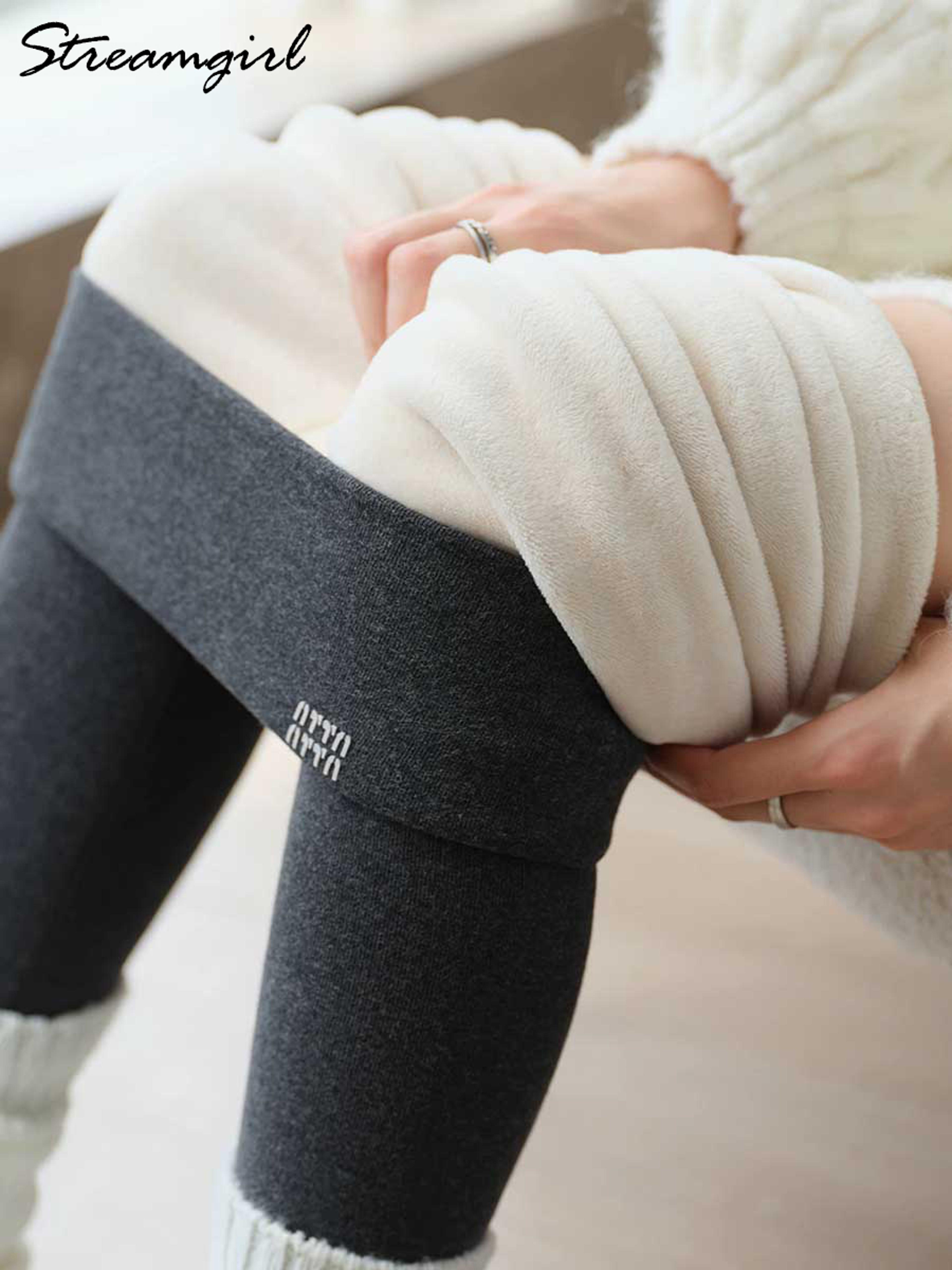 women's high waisted fleece lined winter leggings with stretch fit