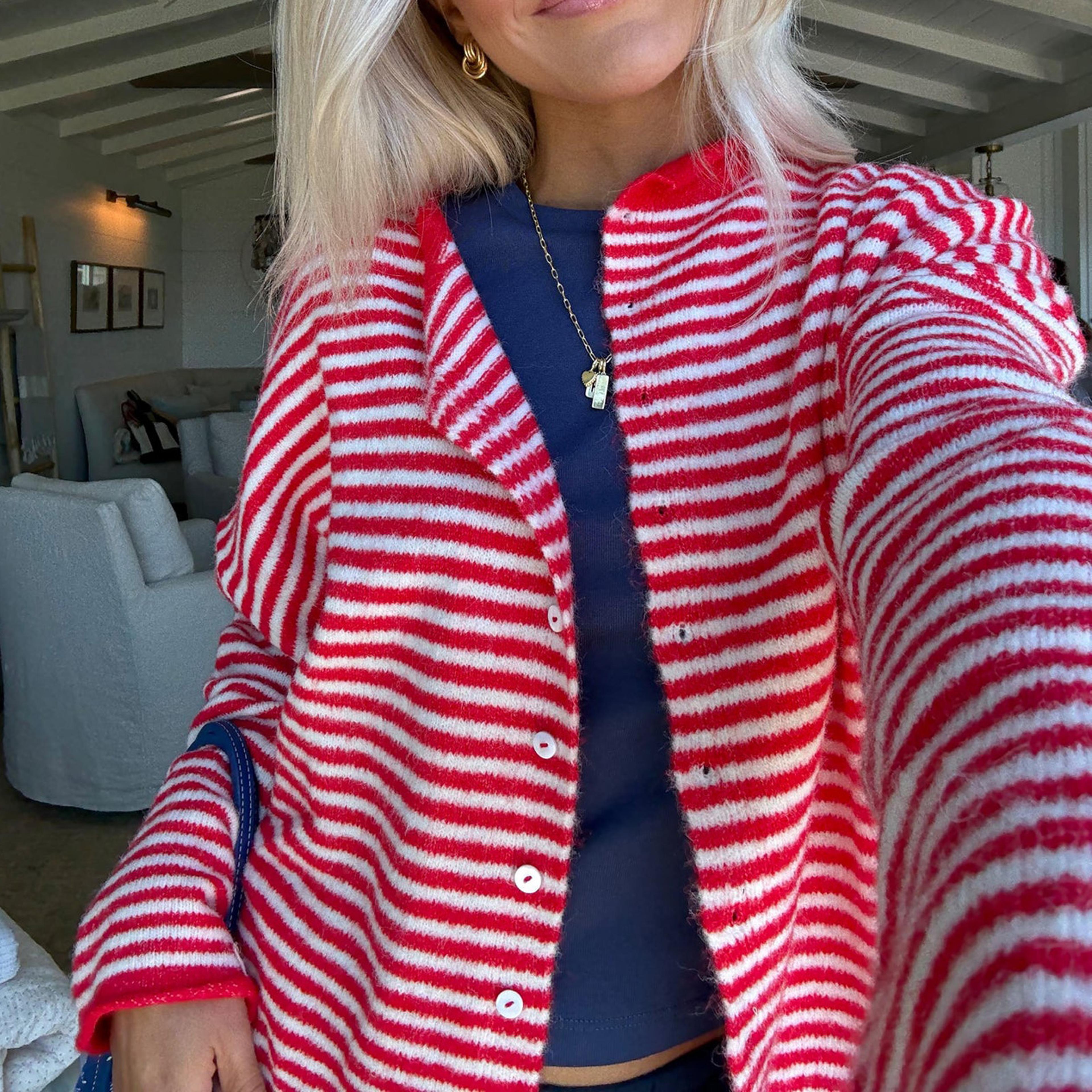 Womens Knit Cardigan With Long Sleeves And ButtonFront Closure 1