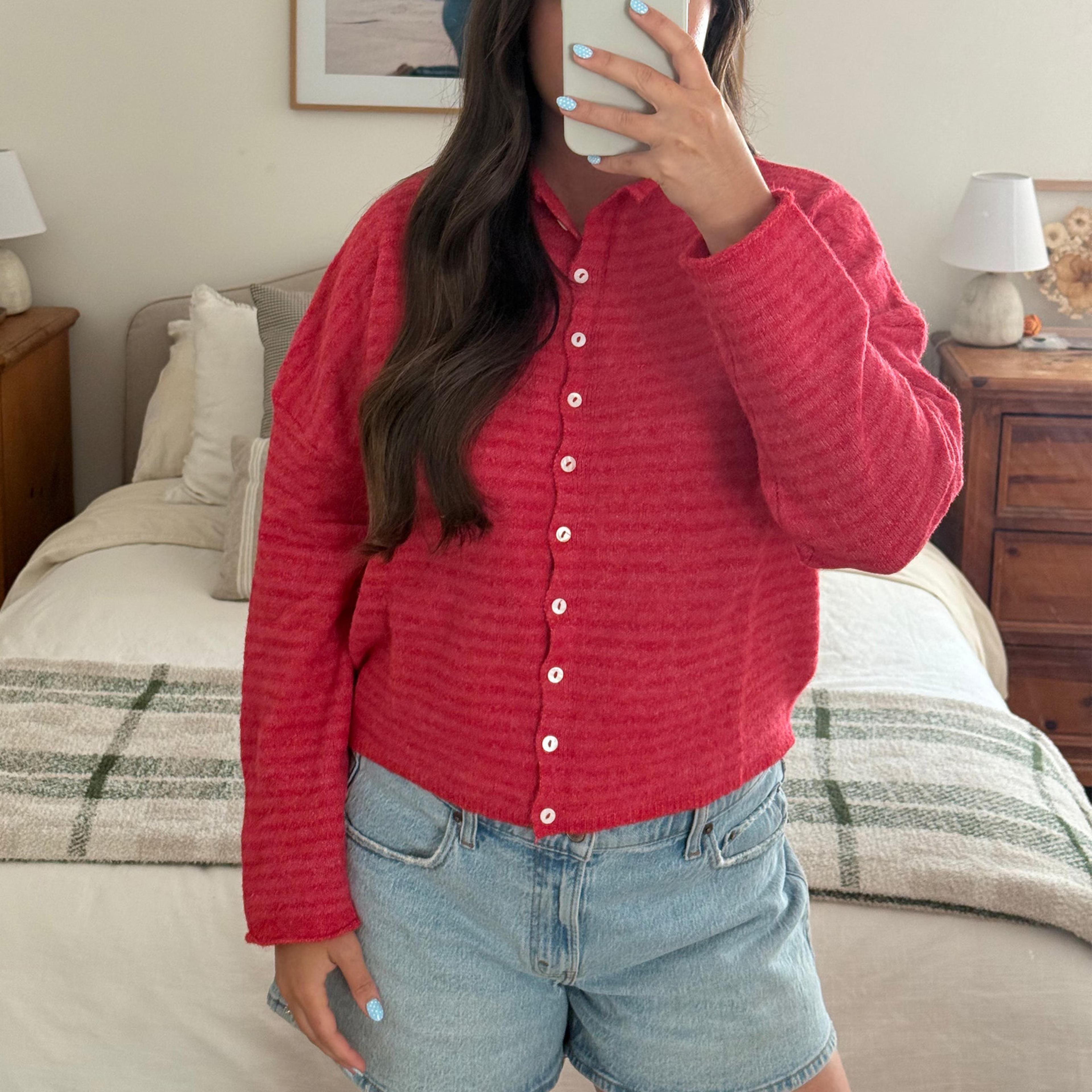 Womens Knit Cardigan With Long Sleeves And ButtonFront Closure 5