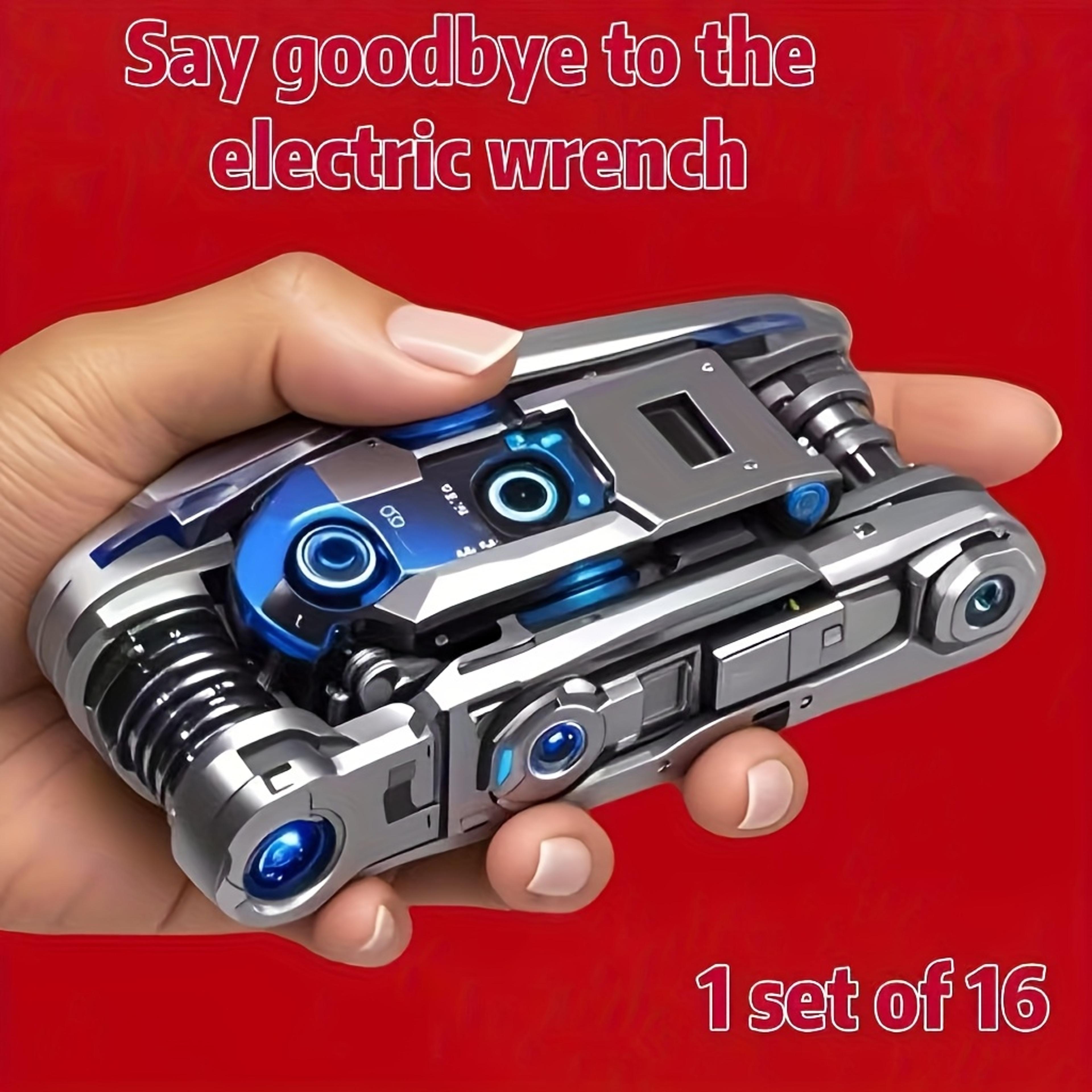 16-in-1 socket wrench set with adjustable rotating head and stainless steel construction