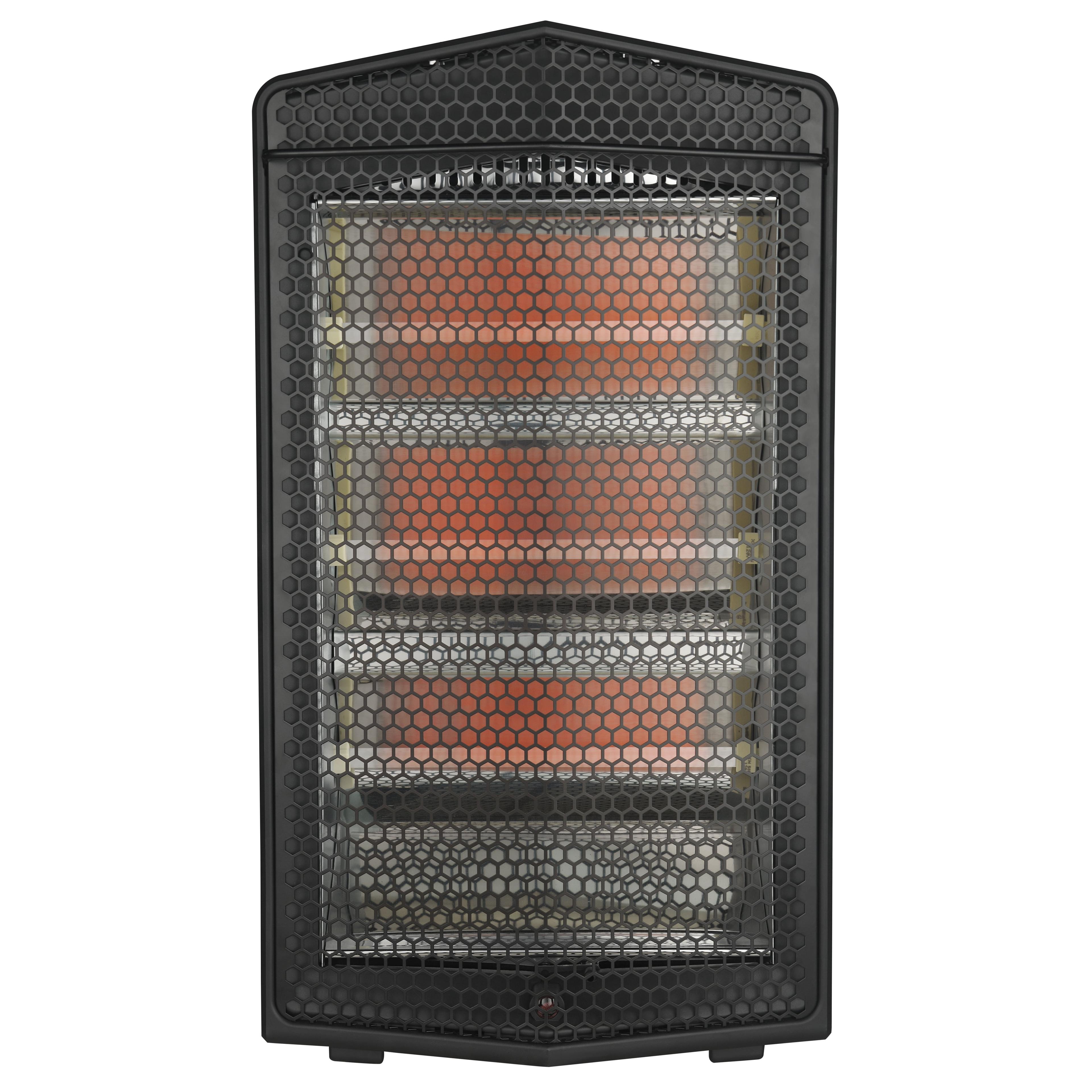 quartz space heater with 3 heat settings and safety protection