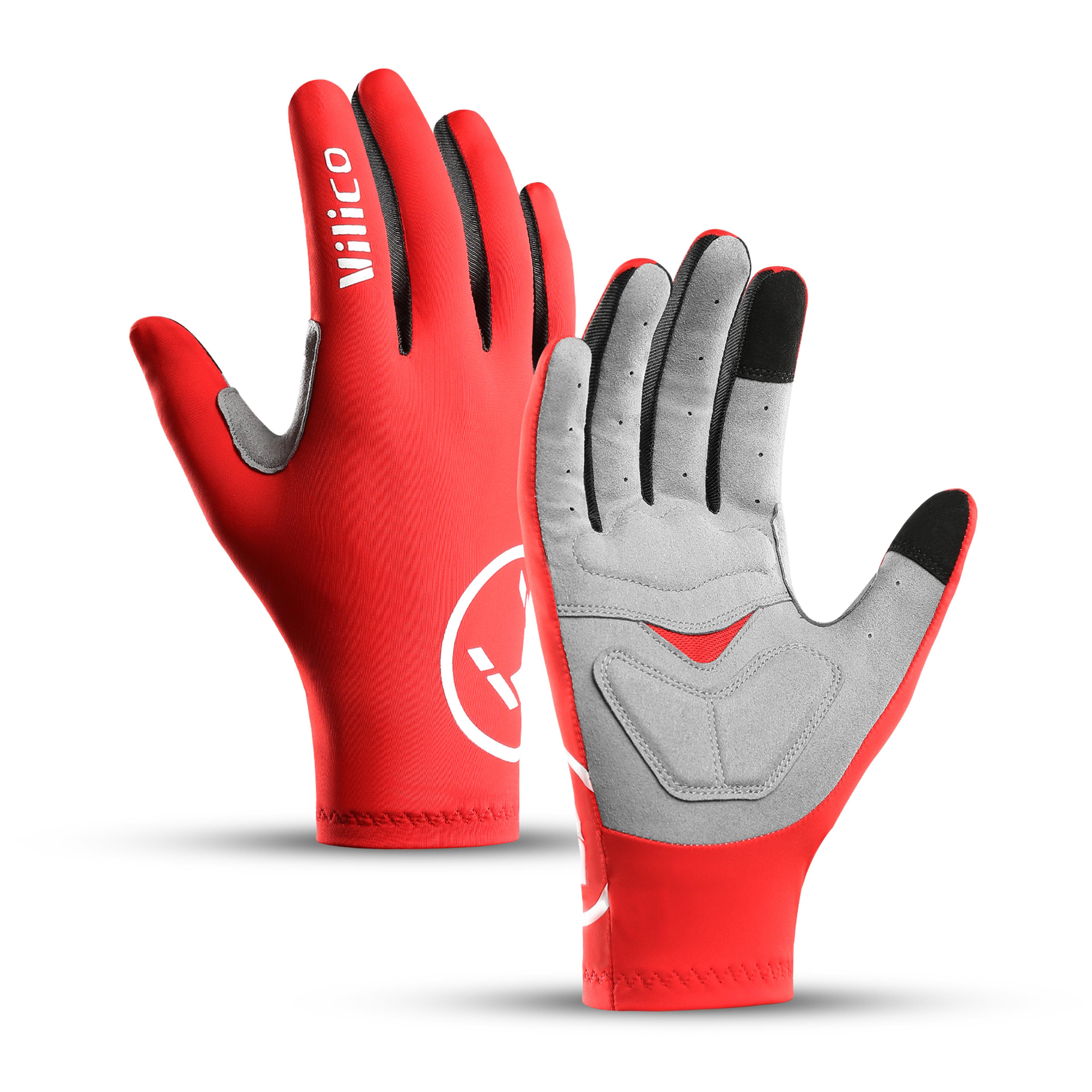 full finger cycling gloves with touchscreen grip and shock absorption