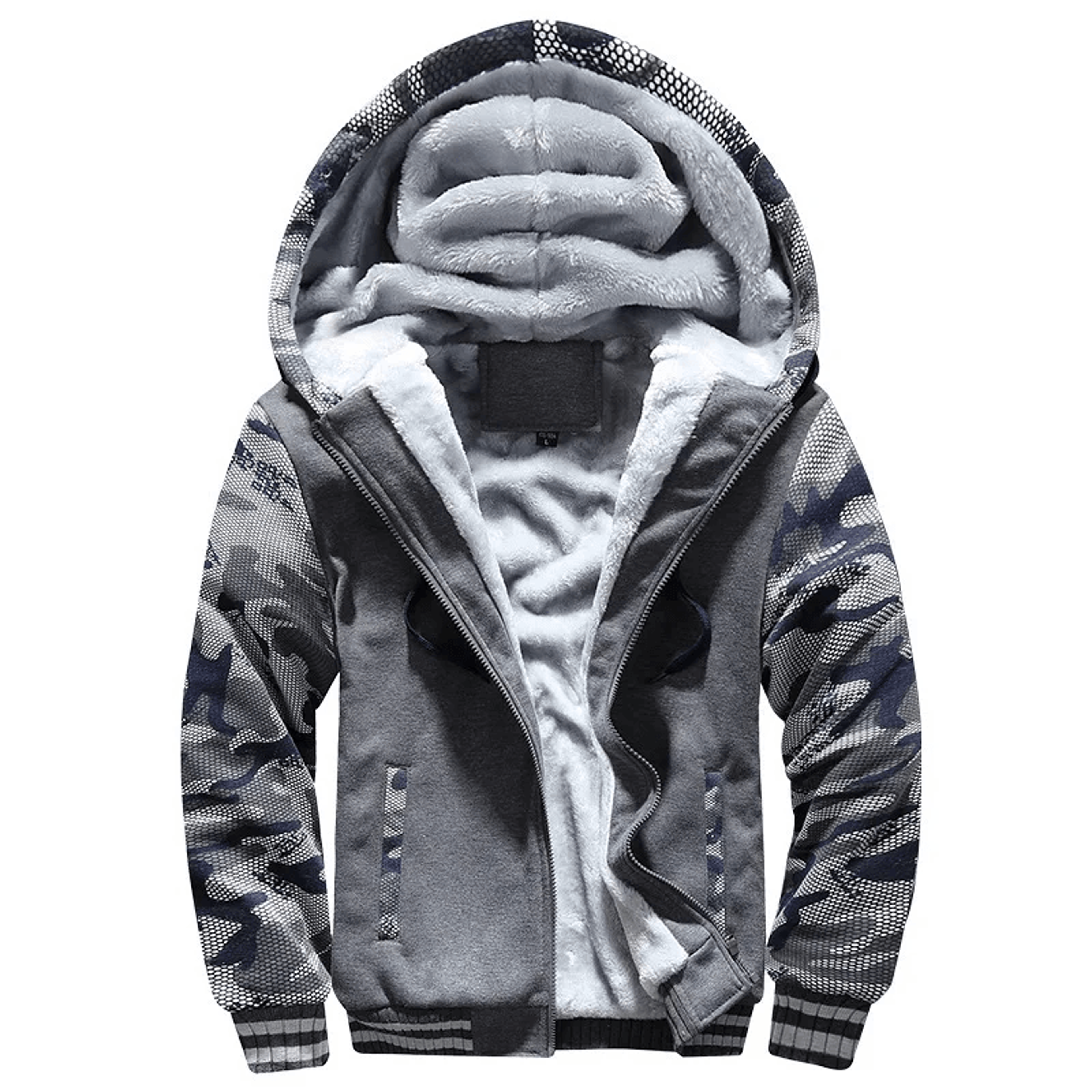 Winter Camo Jacket For Men Thick FleeceLined Hooded Coat Long Sleeve Casual Streetwear Jacket For C 9