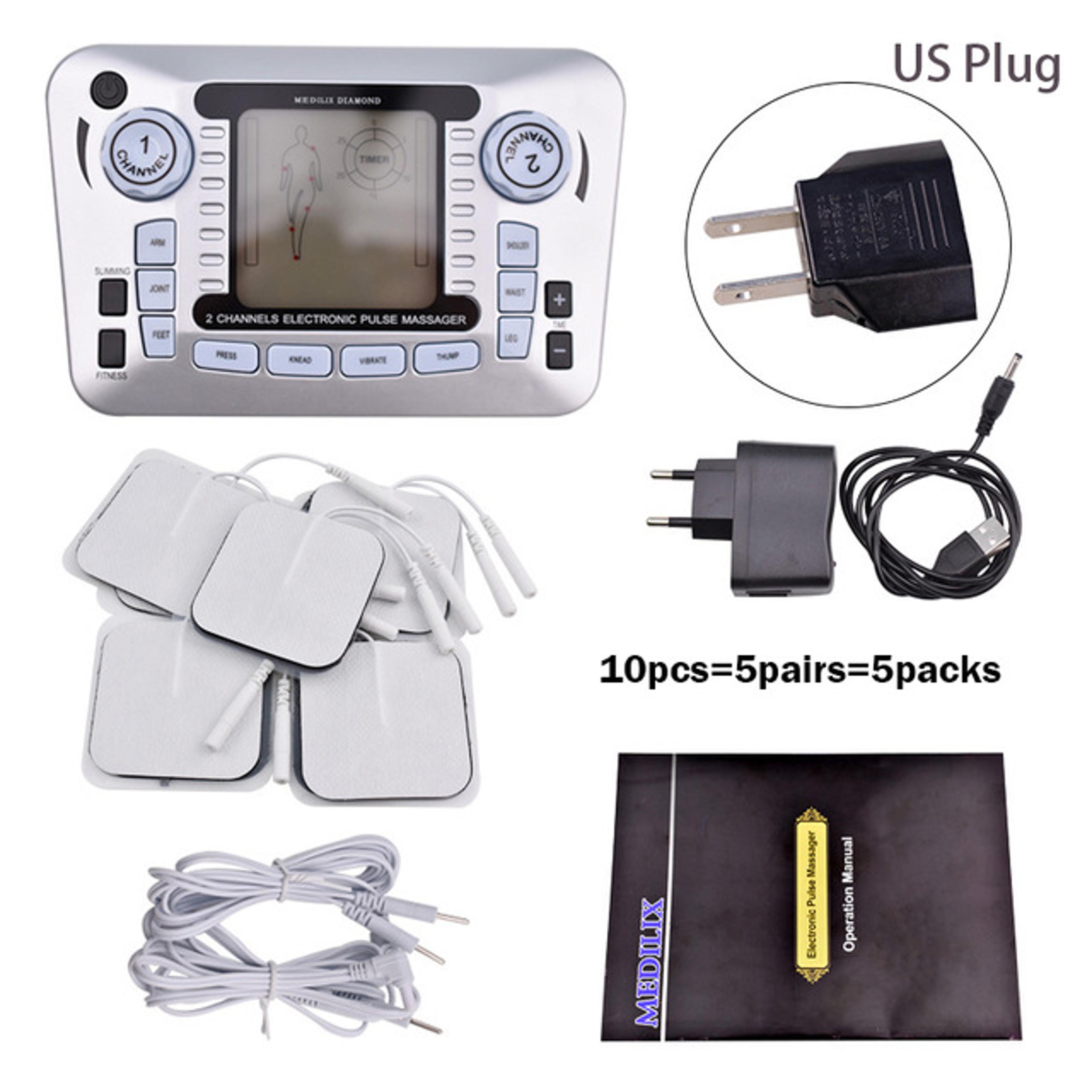Professional 12 Mode TENS EMS Muscle Stimulator Electric Pulse Massager For Digital Pain Relief  He 10