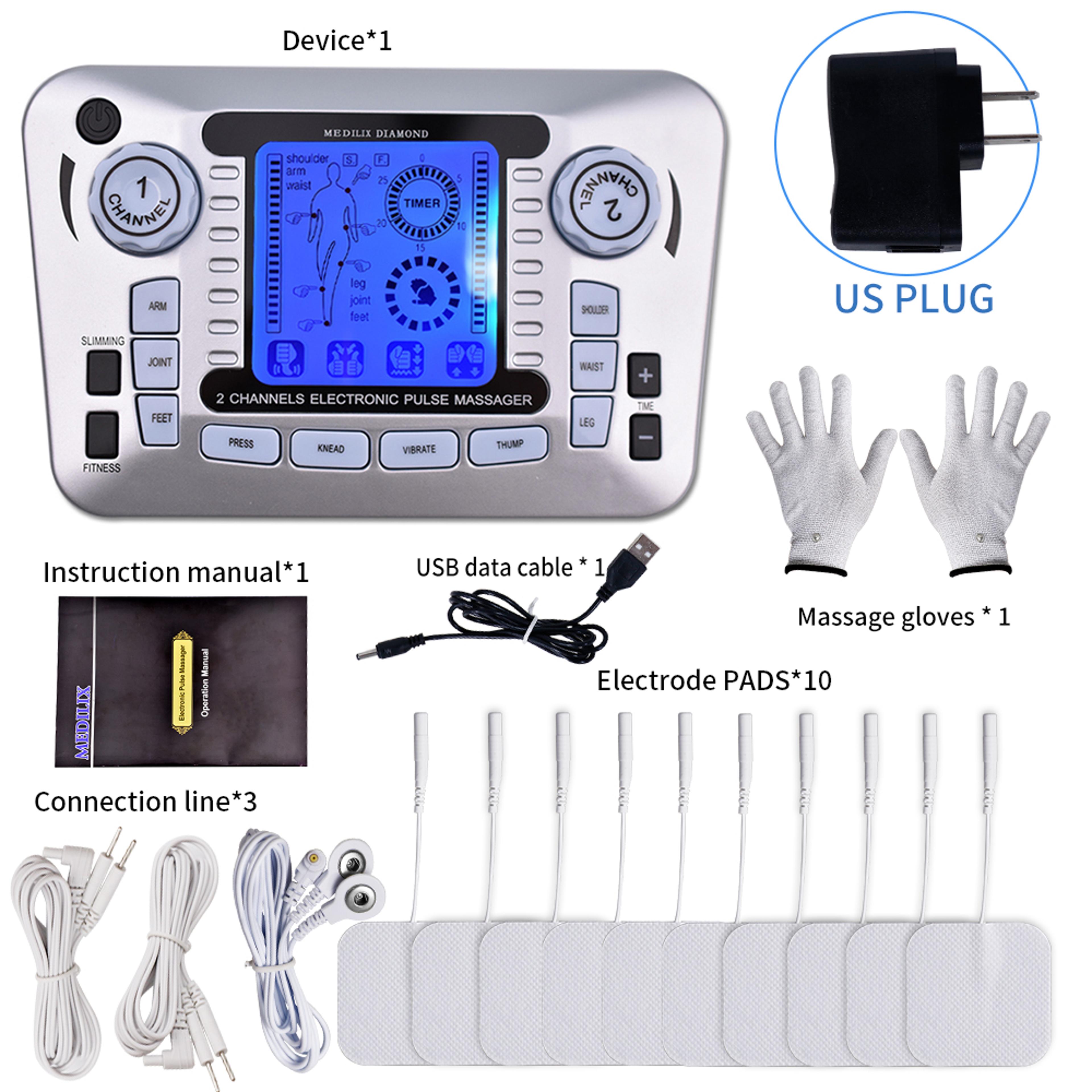 Professional 12 Mode TENS EMS Muscle Stimulator Electric Pulse Massager For Digital Pain Relief  He 12