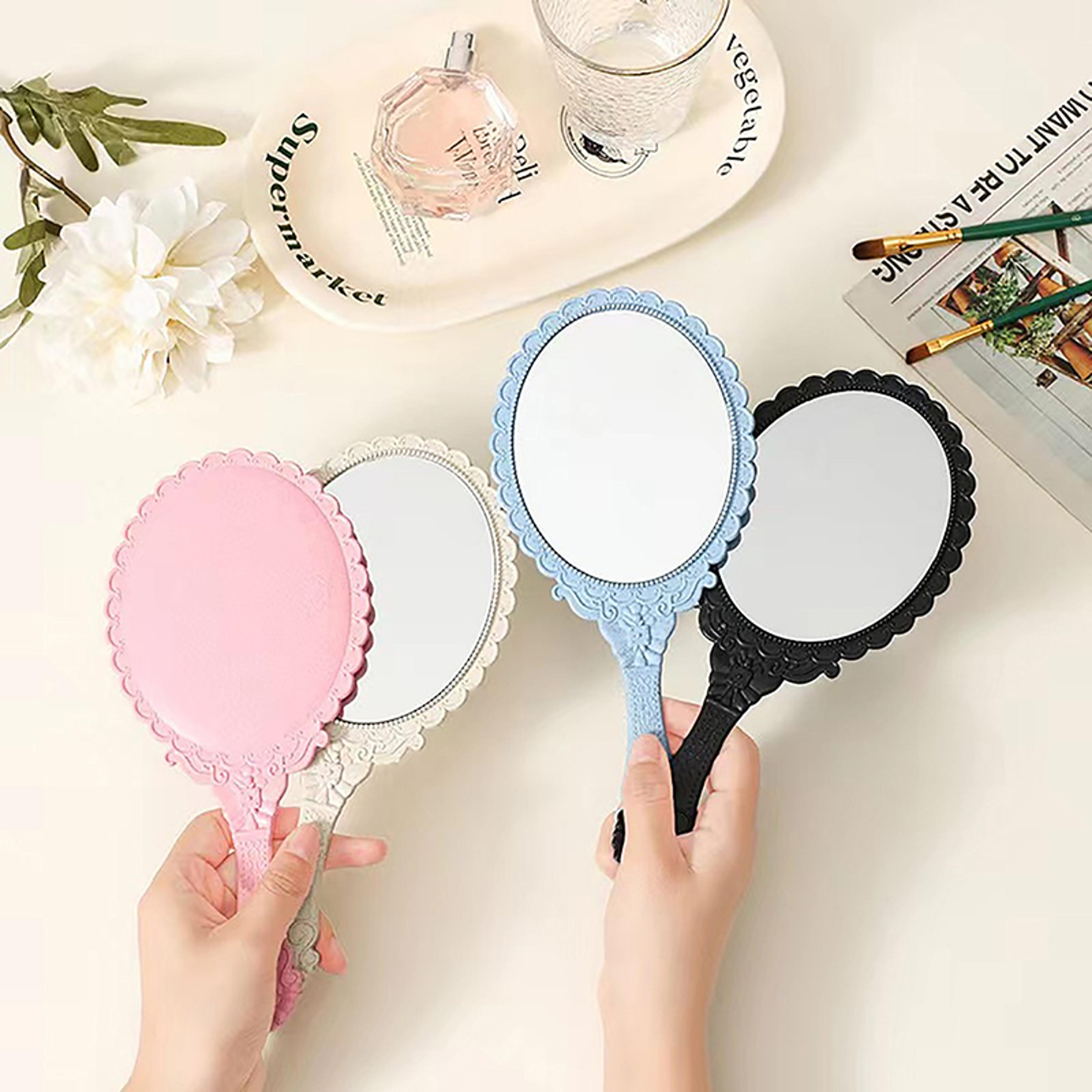 Hand Held Vintage Lace Makeup Mirror Portable Oval Round Mirror Noble Retro Court Style Beauty Tool 4