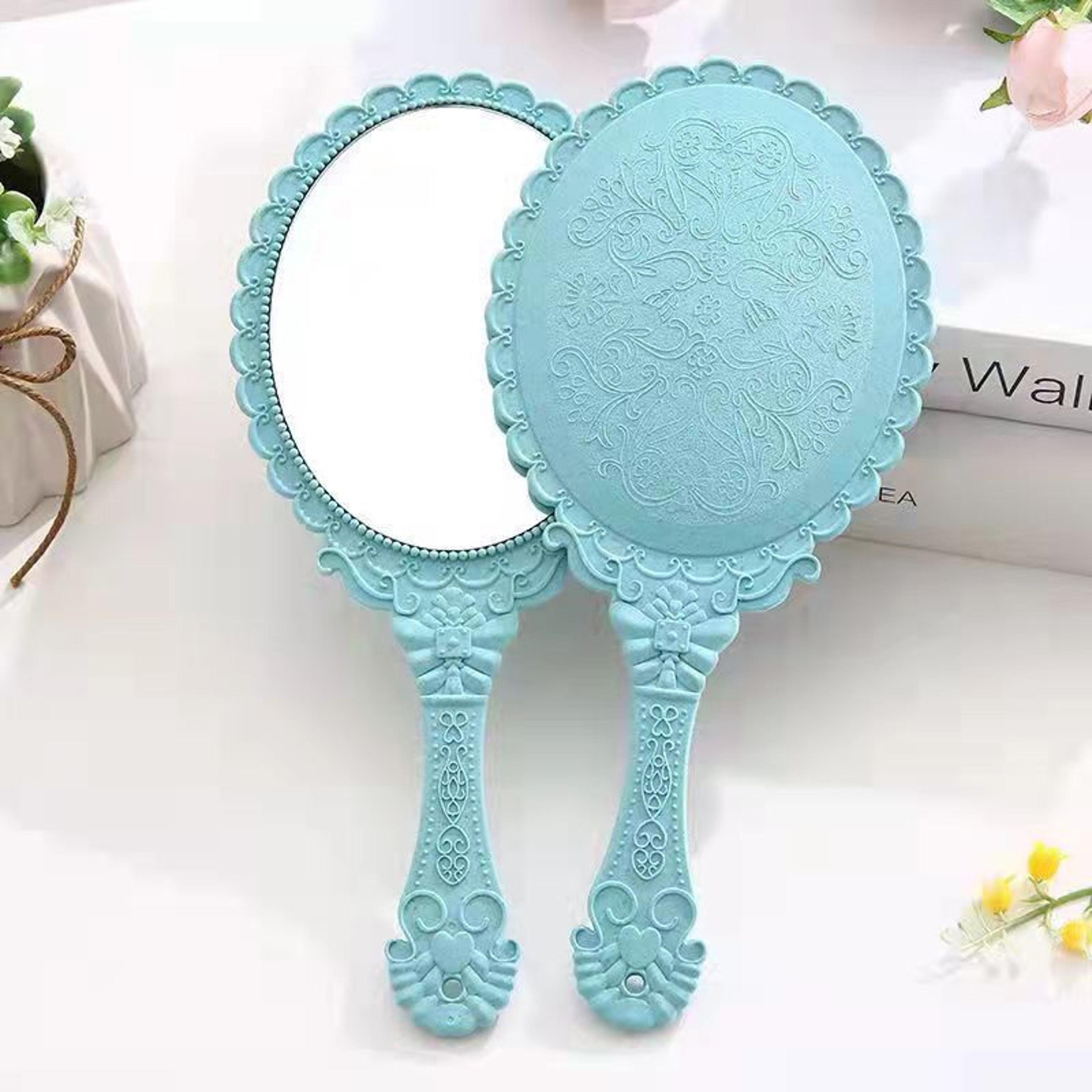 Hand Held Vintage Lace Makeup Mirror Portable Oval Round Mirror Noble Retro Court Style Beauty Tool 7
