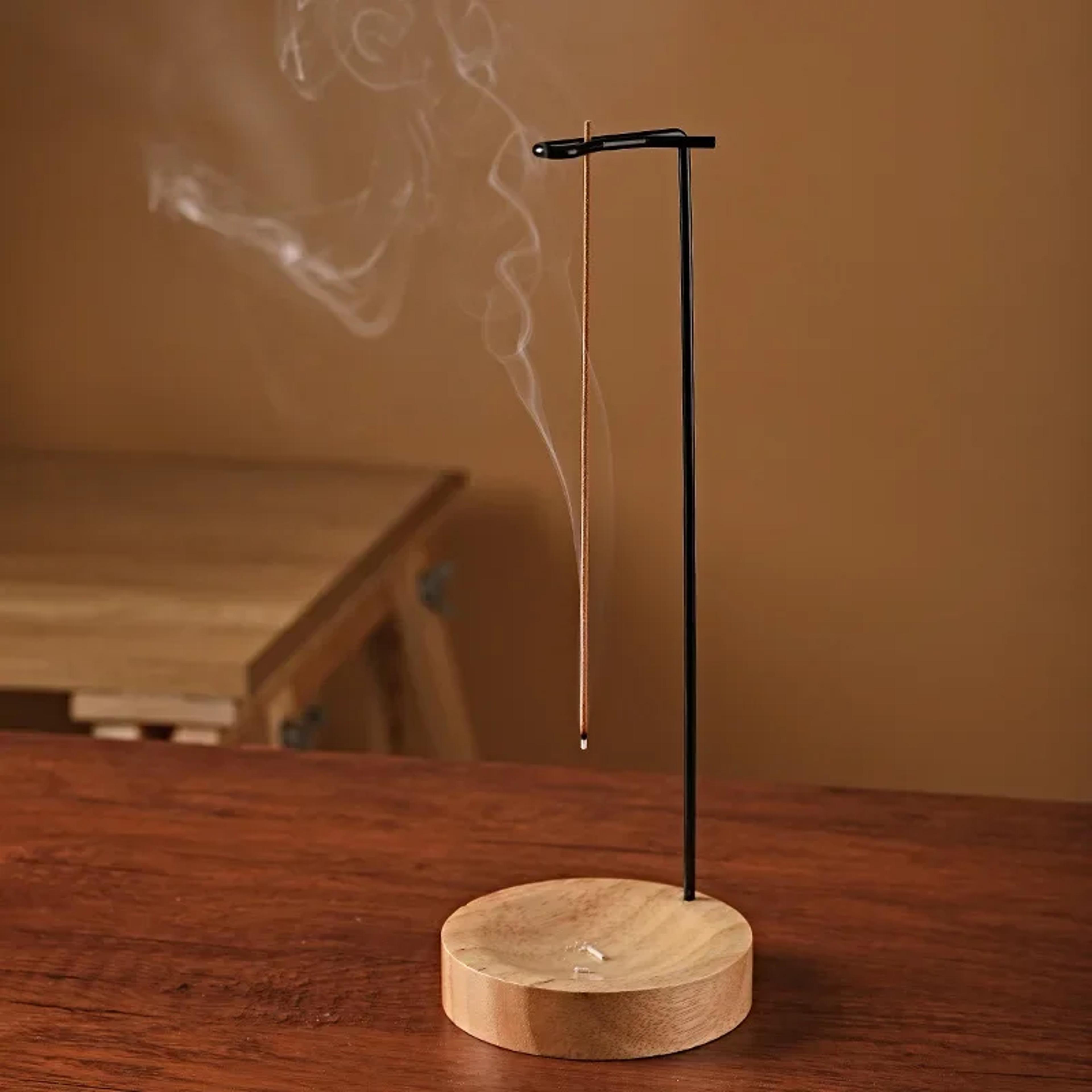 creative upside down incense burner wooden round incense stick holder, tray for home, yoga, and bedroom decoration craft