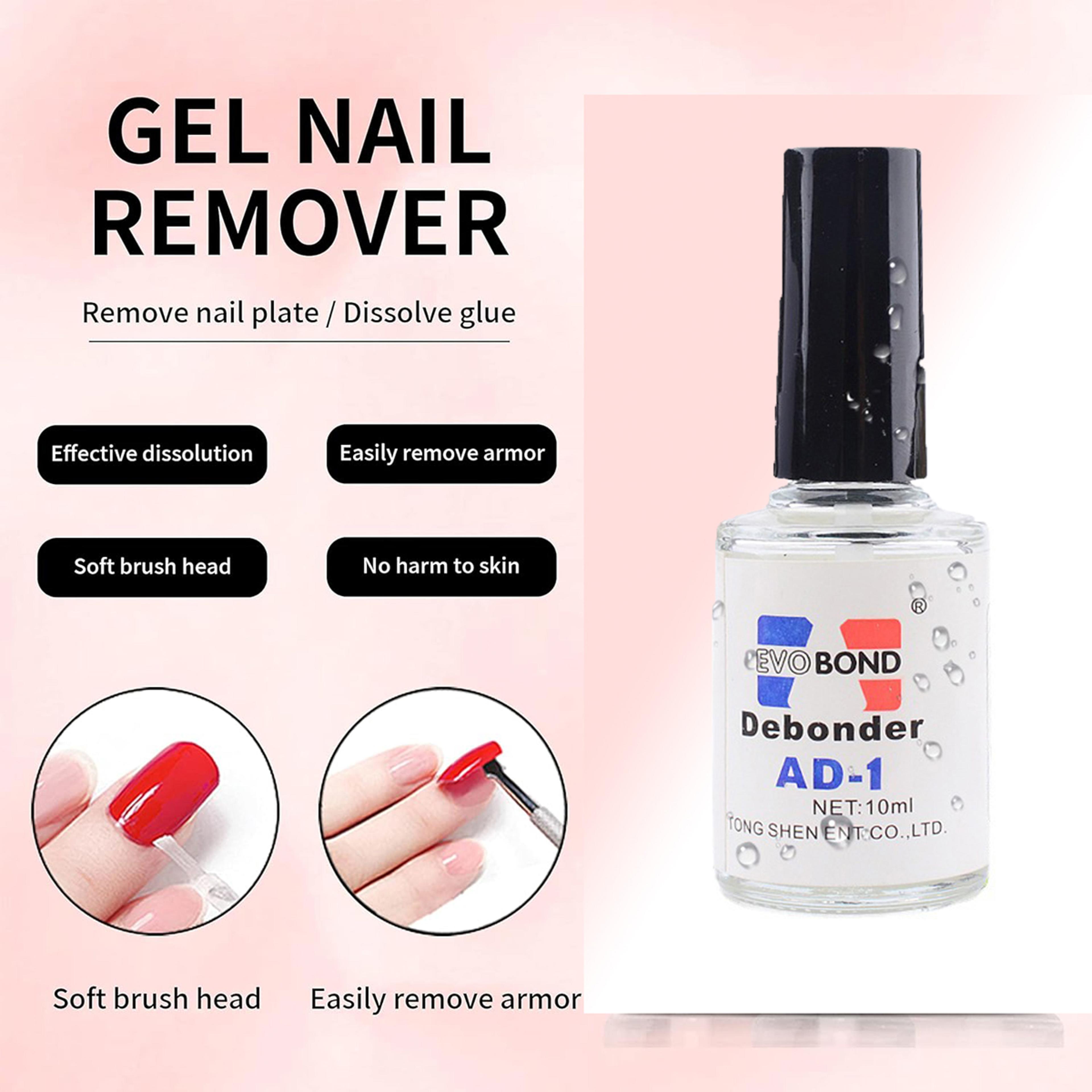 10ml nail glue remover for press on nails, glue off acrylic fake nail tips, debonder adhesive rhinestones nail polish
