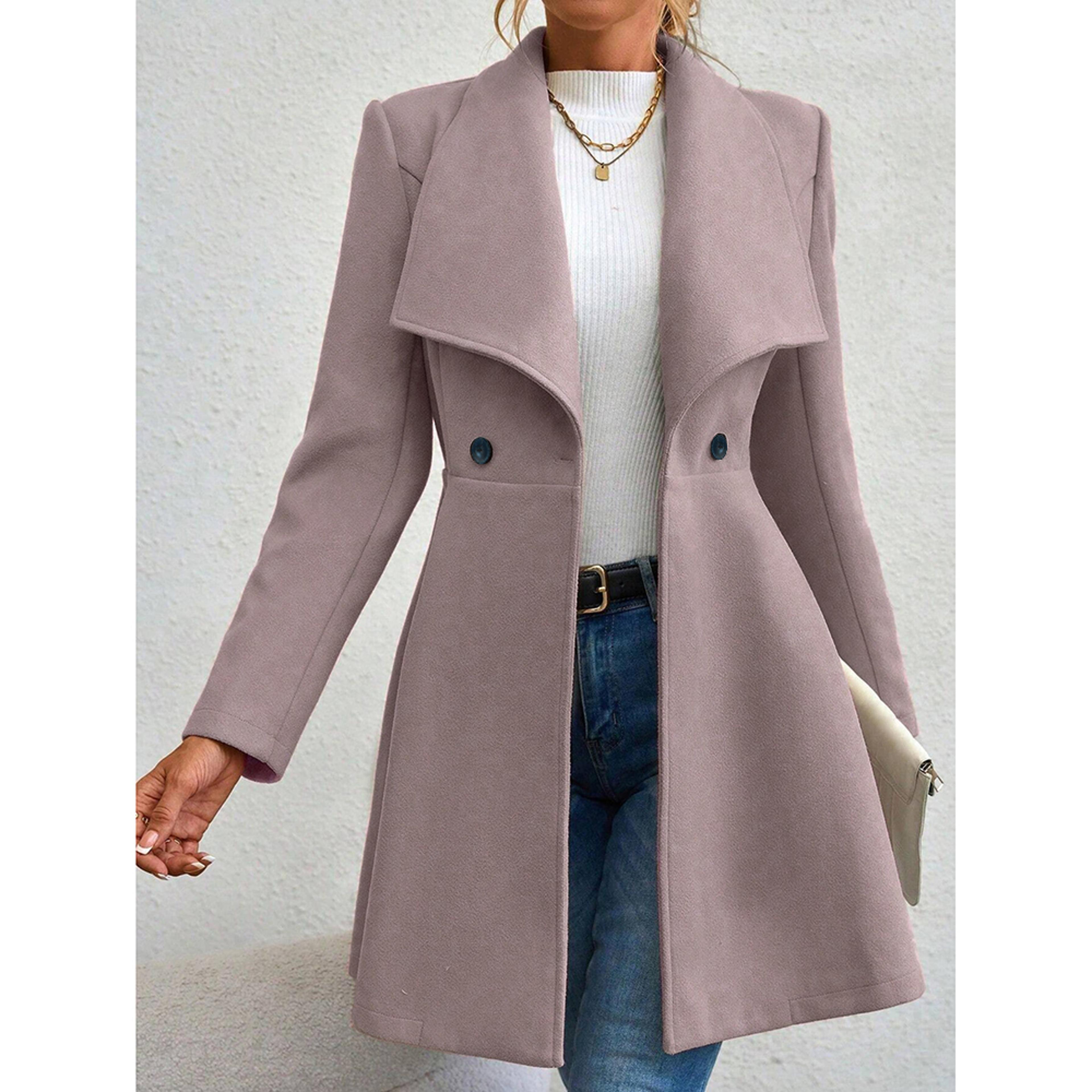 Mia Muse Womens Coat Winter Work Coat Long Sleeve Lapel Blazer Solid Color Outerwear Valentines Day 8
