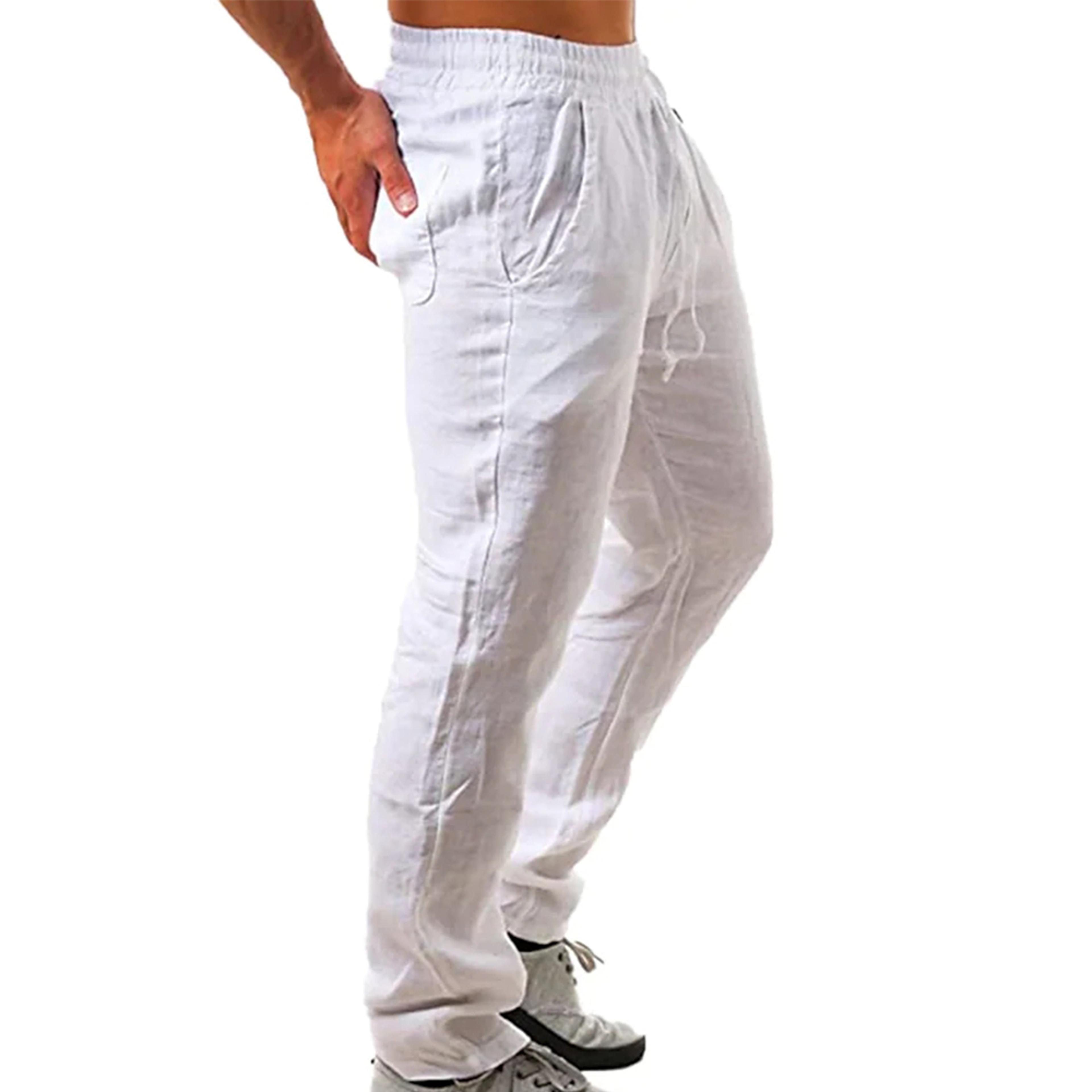 Breathable Mens Cotton Linen Pants Solid Color Relaxed Fit For Streetwear And Fitness 1