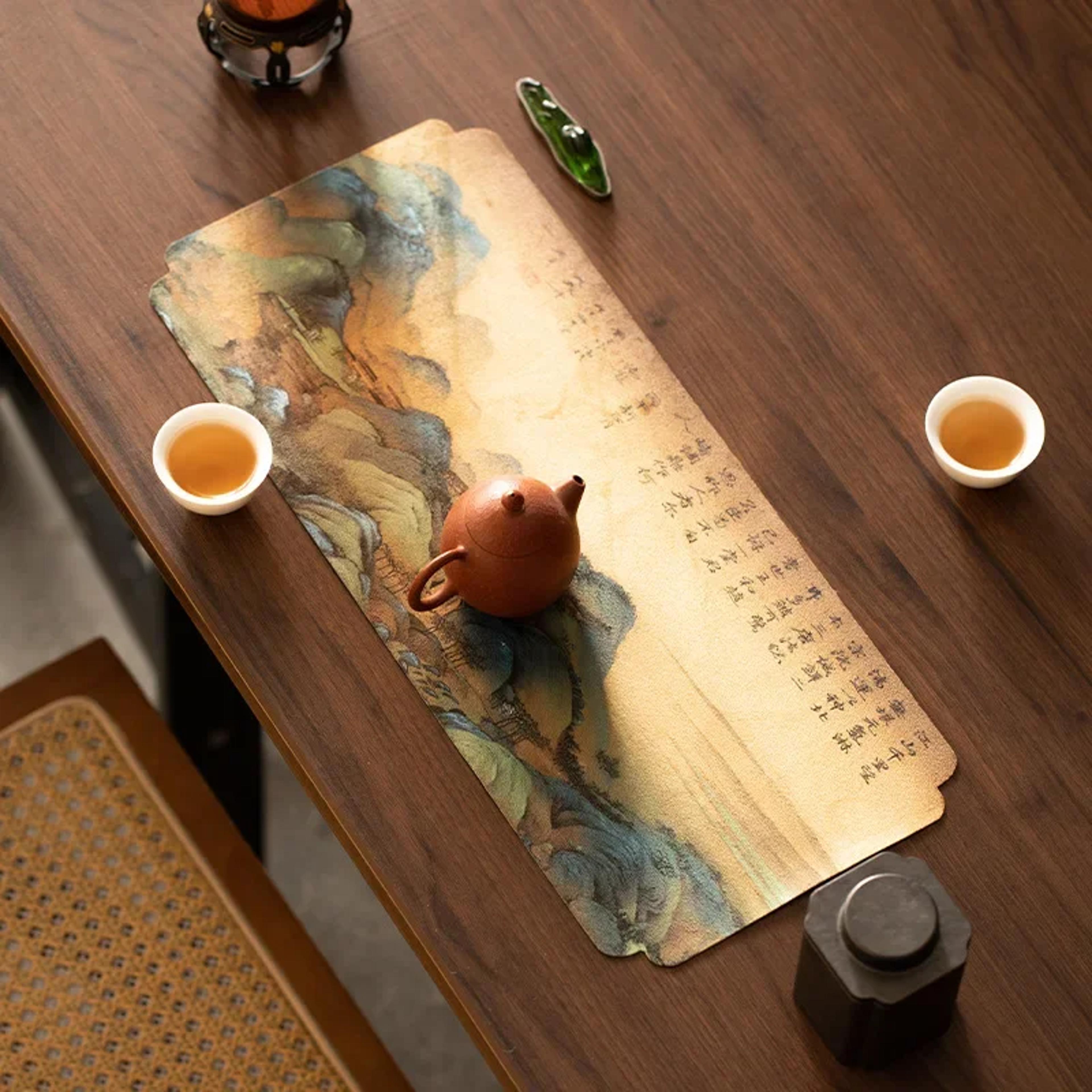Fragrant Cloud Yarn Tea Mat Double Sided Heat Insulation Tablecloth Rectangular Dry Brew Cloth For  4