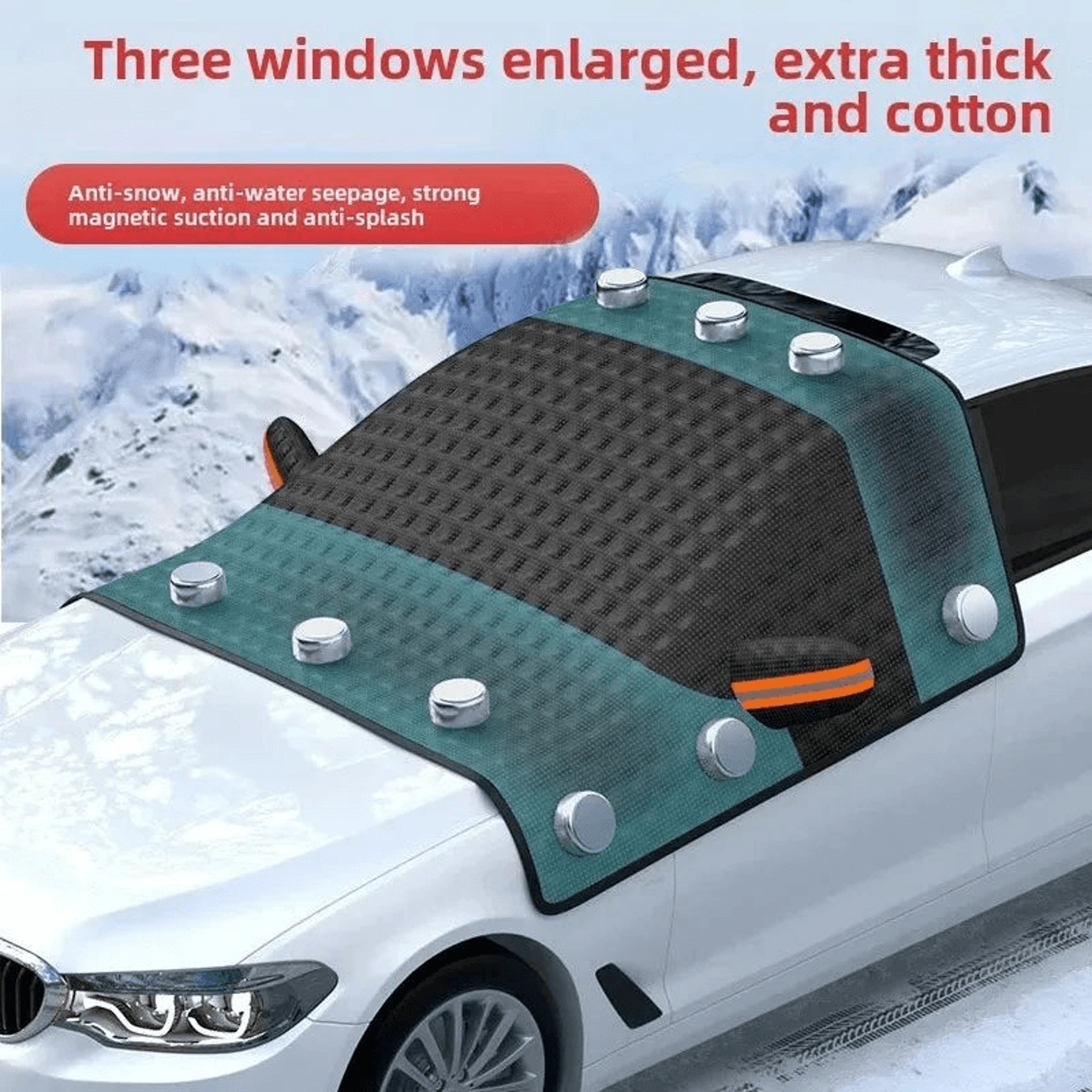 Magnetic car windshield cover for snow and frost protection during winter