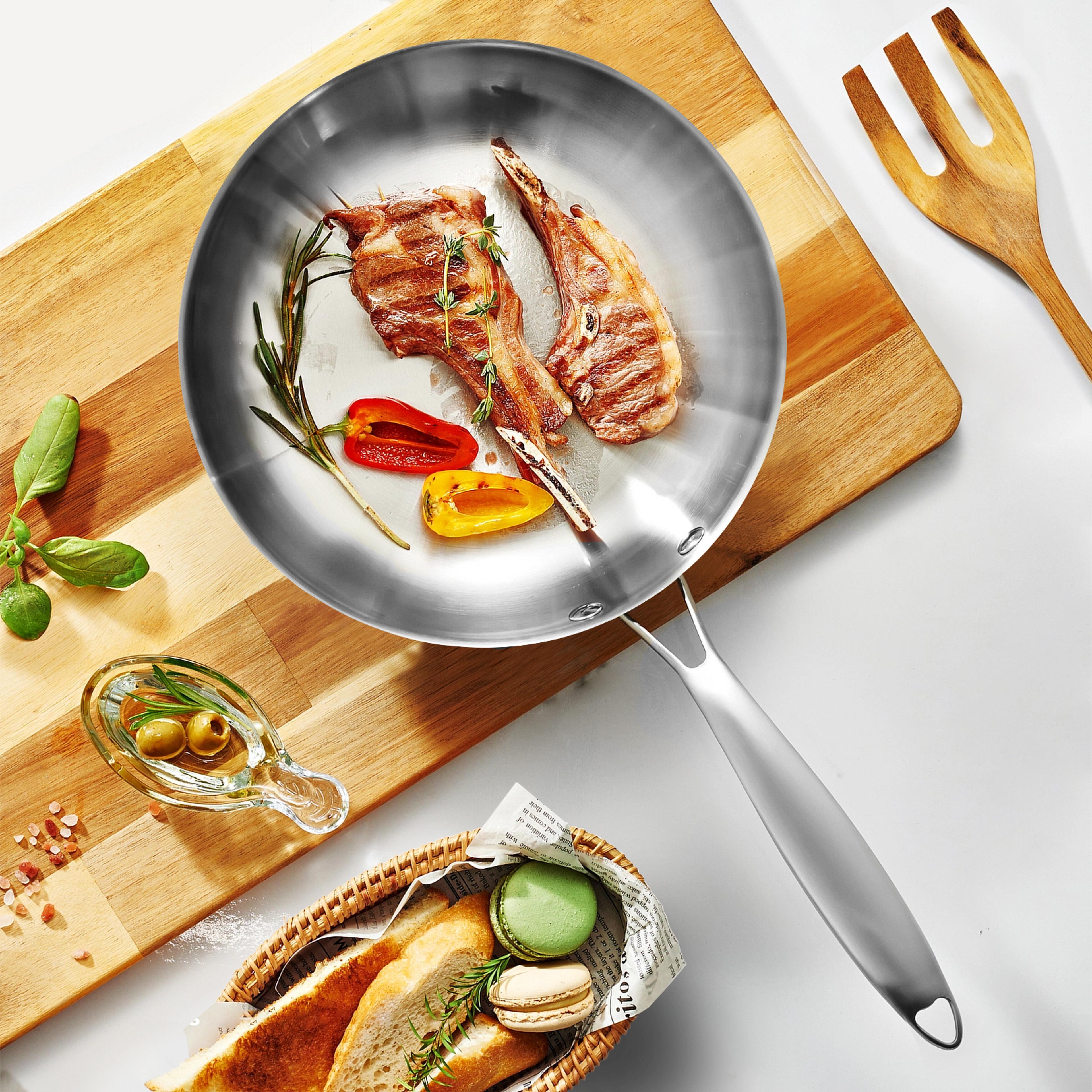 Stainless Steel Frying Pan Nonstick Uncoated Skillet For Gas And Induction 5