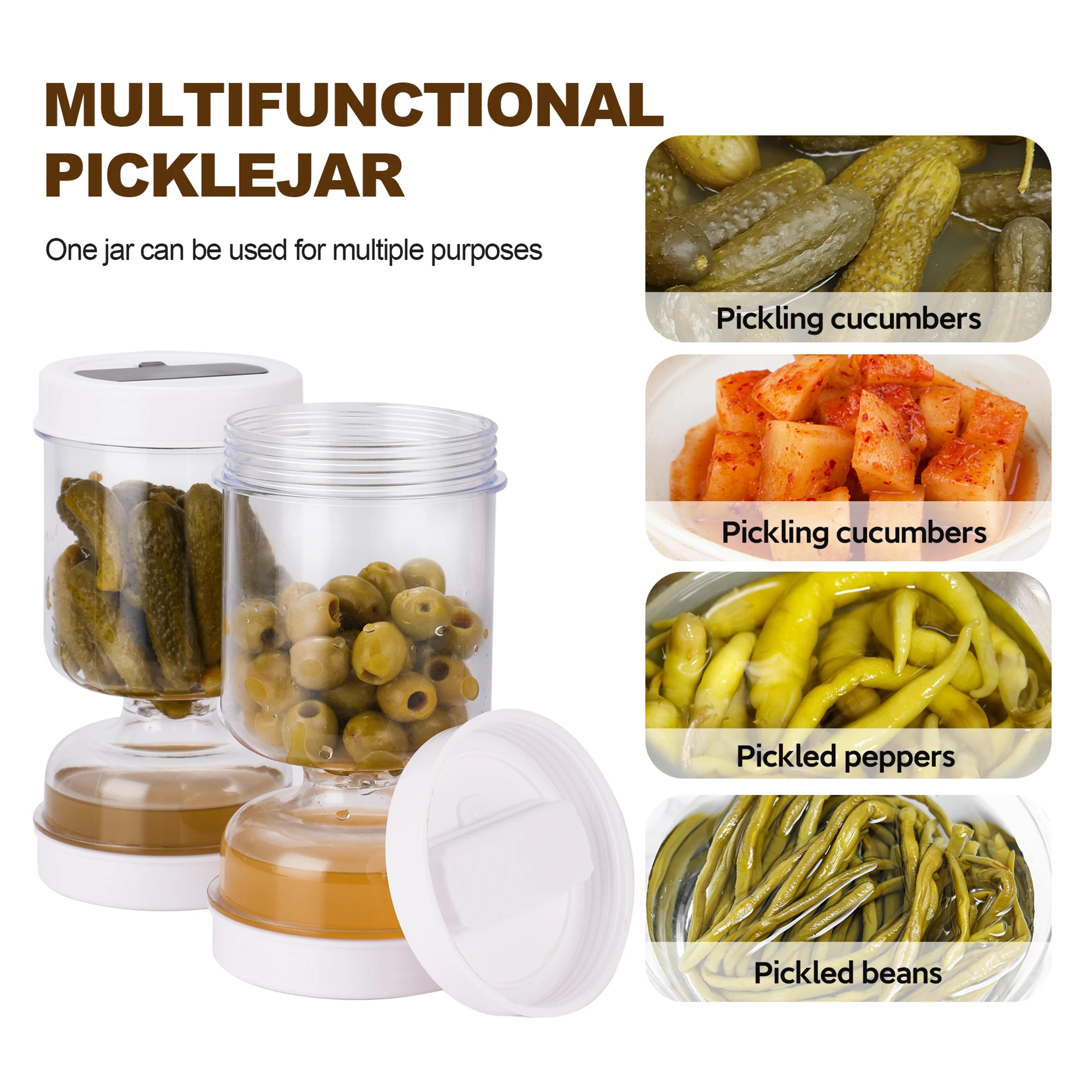 Hourglass Pickle Jar With Strainer And Forks For Olives And Brine Separation 4