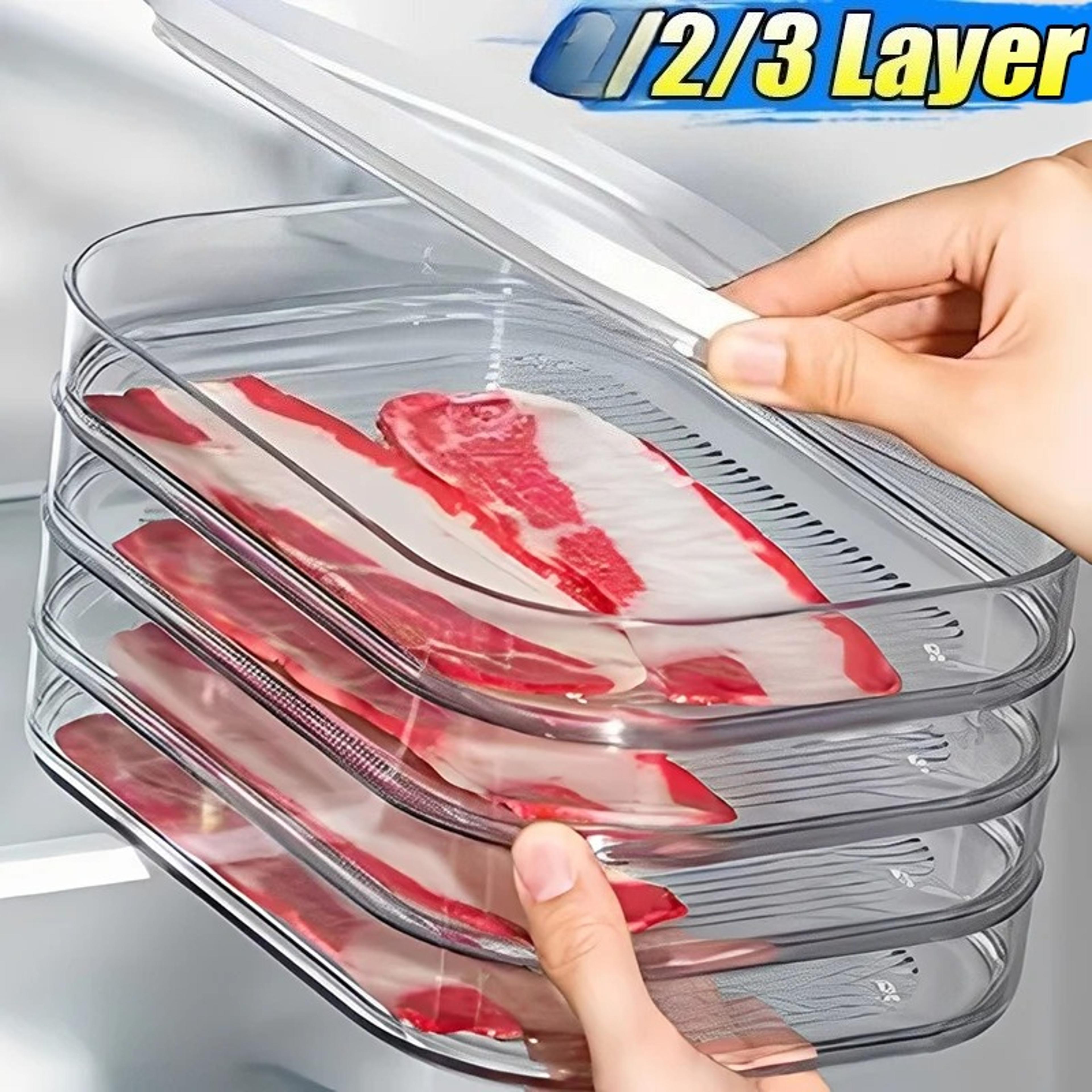 Premium Stackable Fridge Meat  Meal Prep Storage Box Airtight Food Keeper 0
