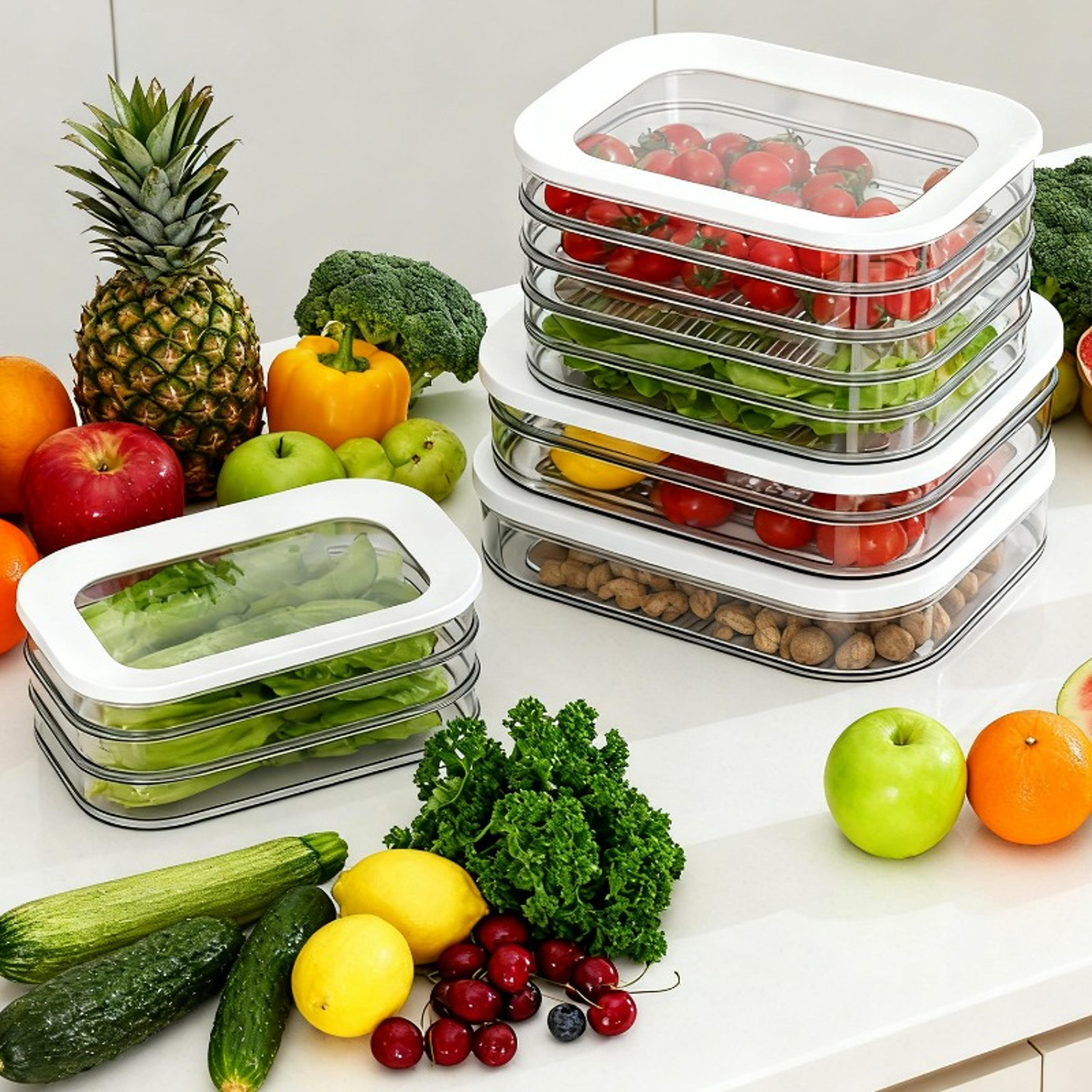 Premium Stackable Fridge Meat  Meal Prep Storage Box Airtight Food Keeper 2